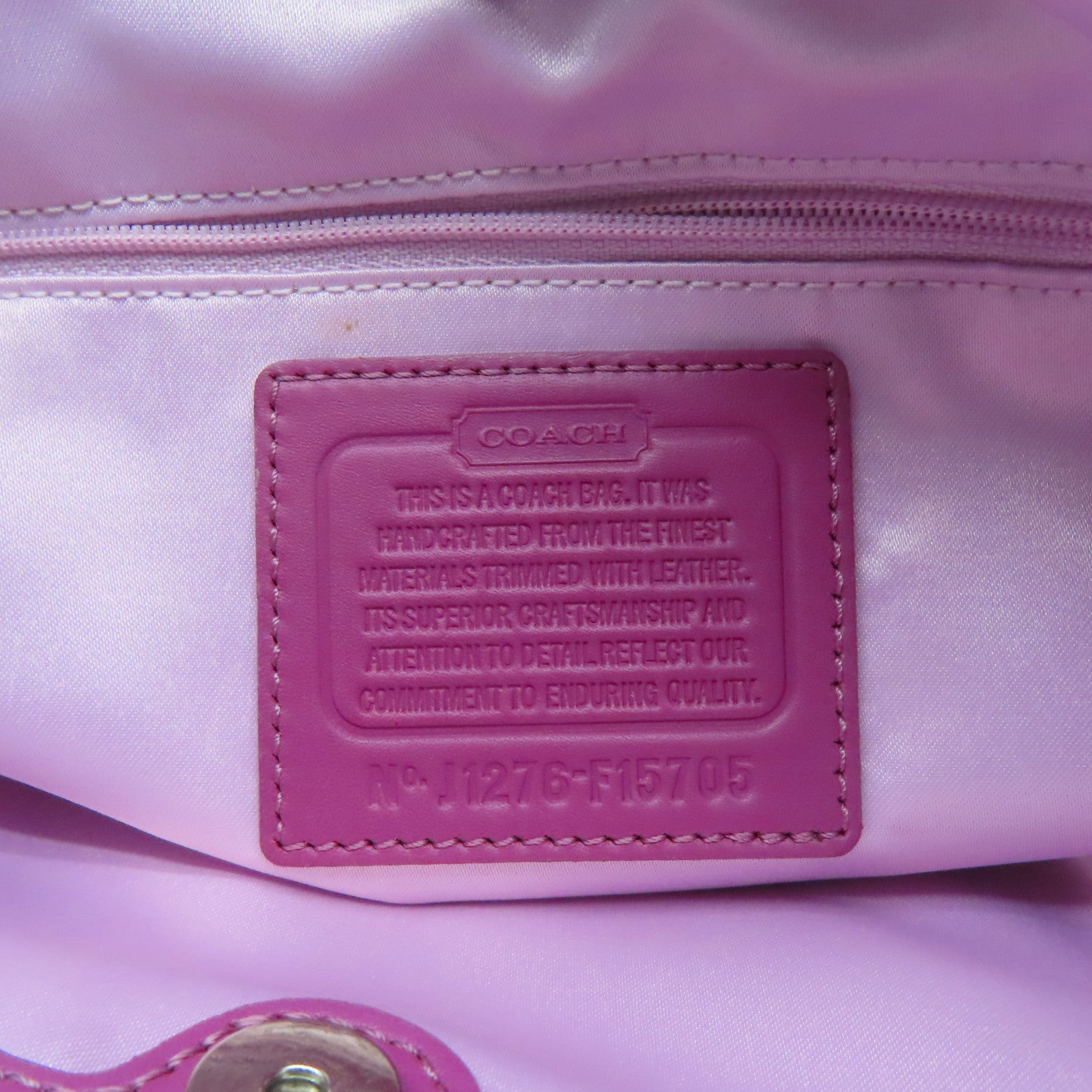 COACH 塗層帆布Tote Bag銀扣手挽袋啡色/粉紅色