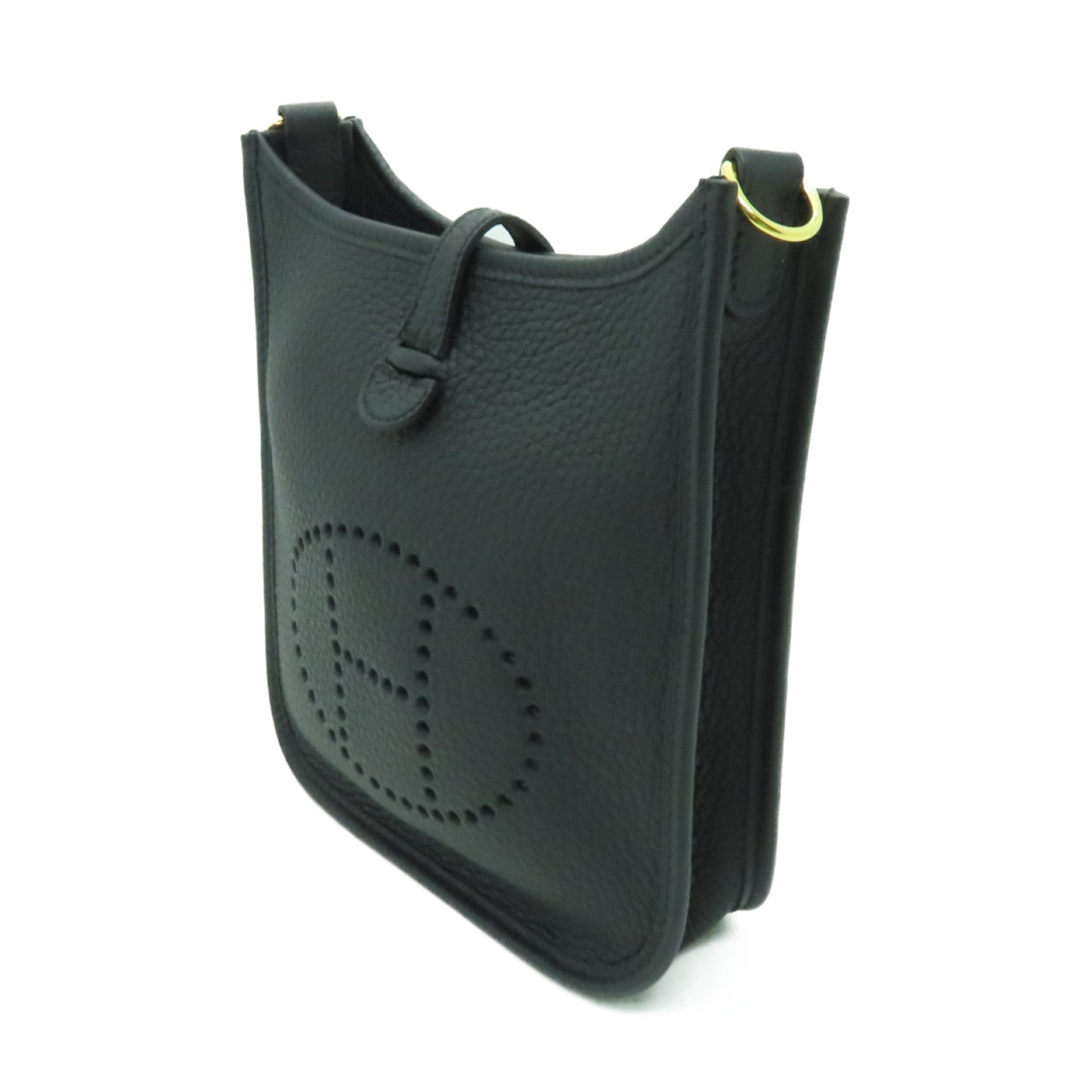 HERMES Clemence皮革Evelyne TPM金扣肩背袋黑色