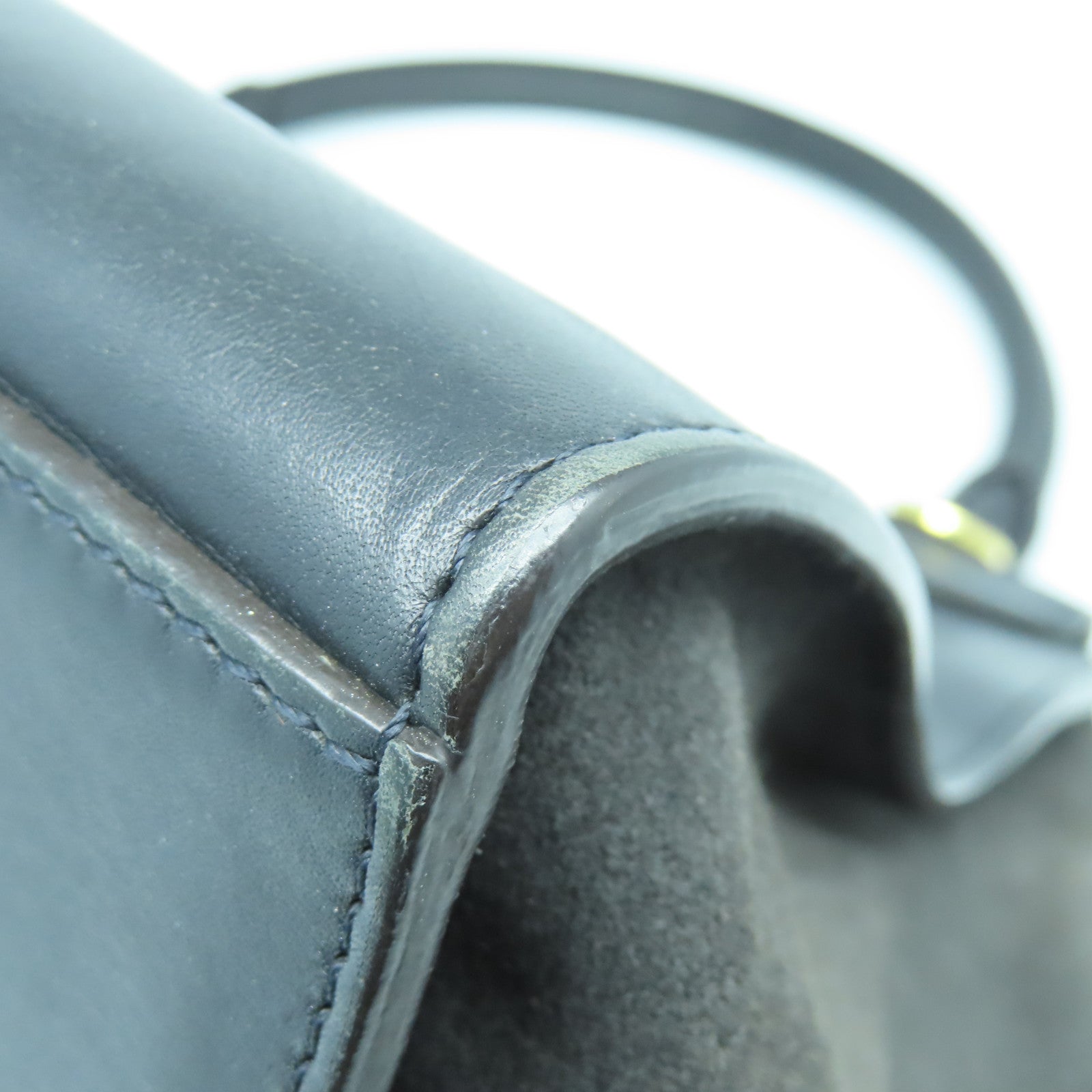 CELINE 牛皮皮革Trapeze金扣手挽肩背两用袋黑色/灰色