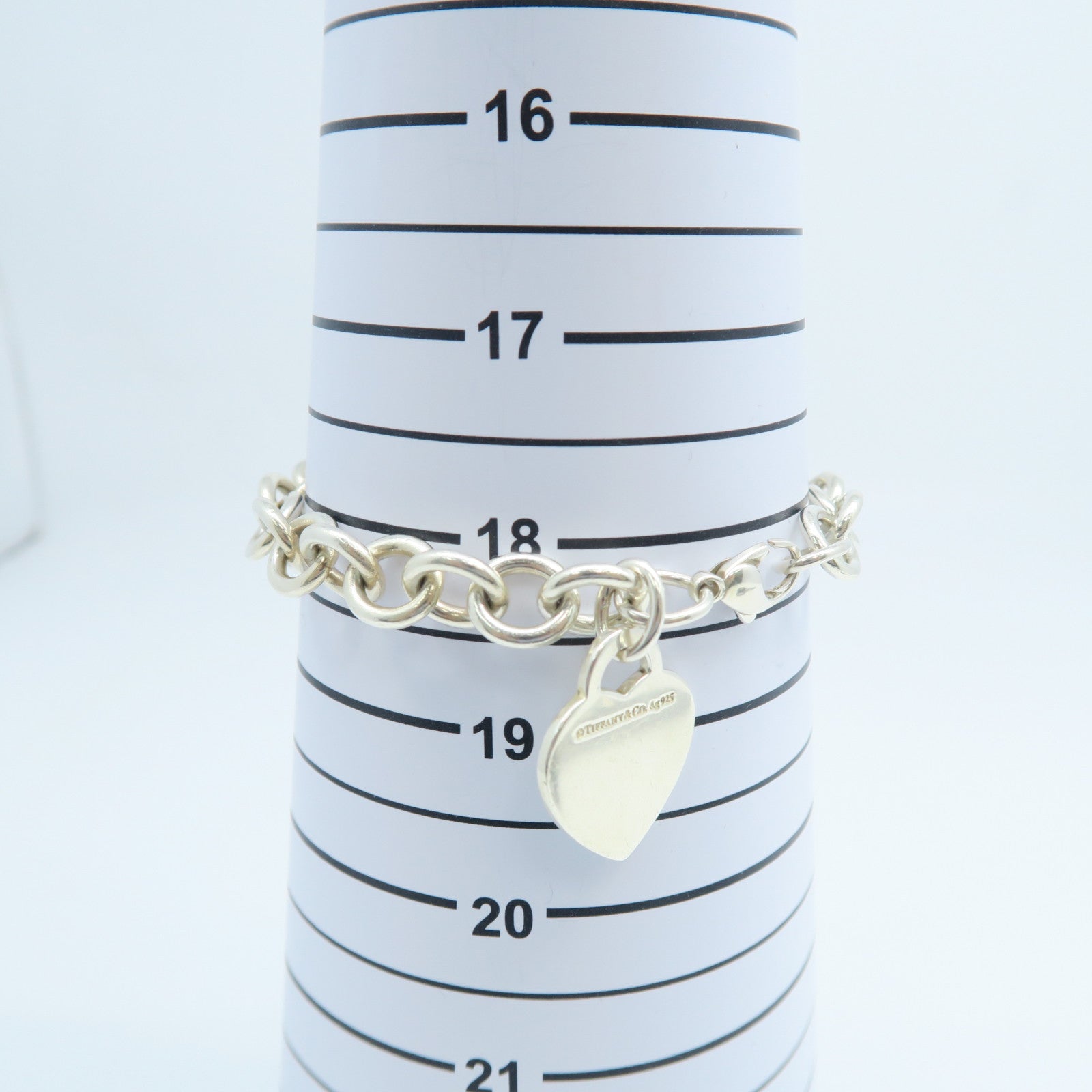 TIFFANY&amp;CO 925 Sterling Silver TT Heart Tag Bracelet