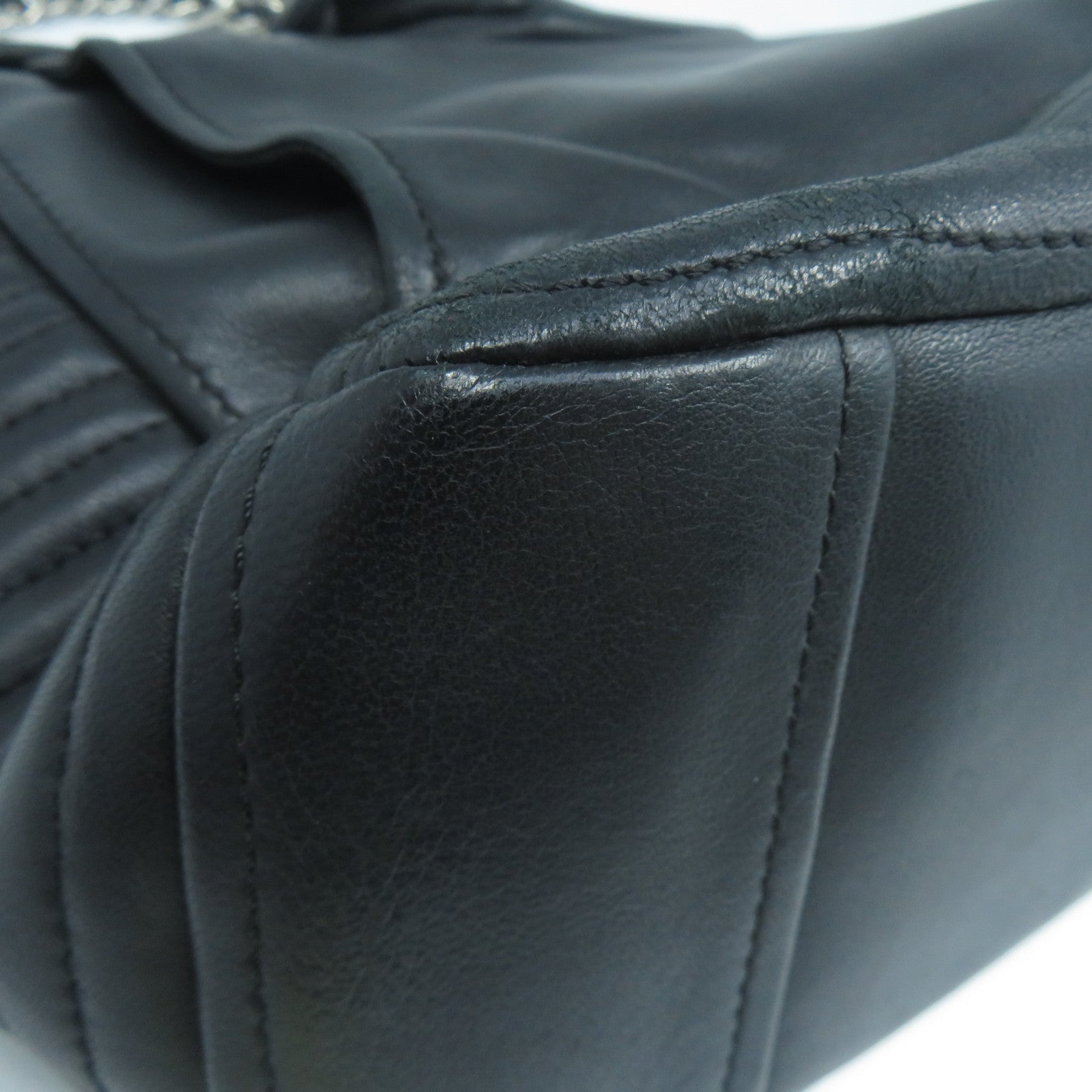 MOSCHINO 牛皮皮革Chain Shoulder銀扣鏈帶肩背袋黑色