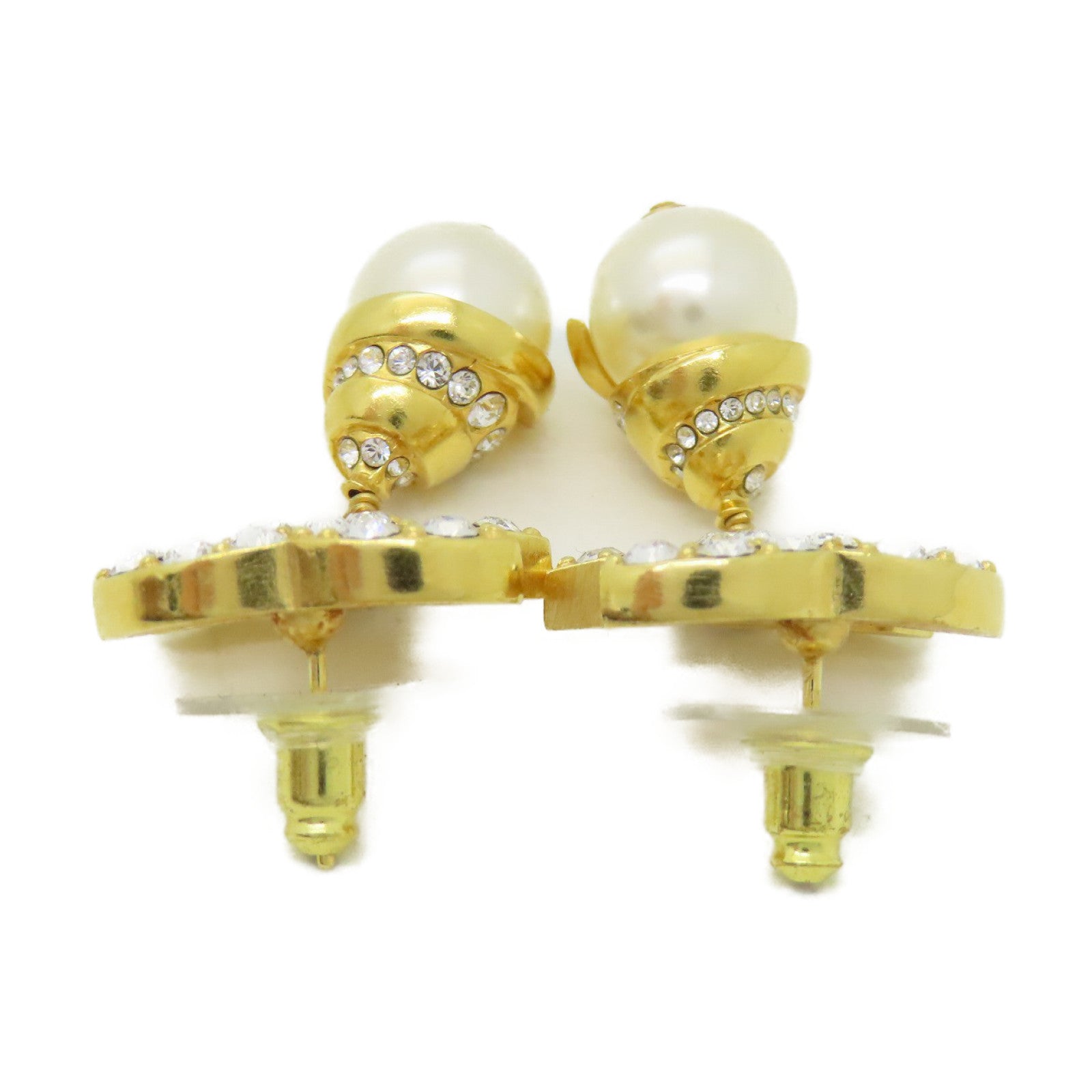 CHANEL 金屬/水晶Earring水晶耳環金色