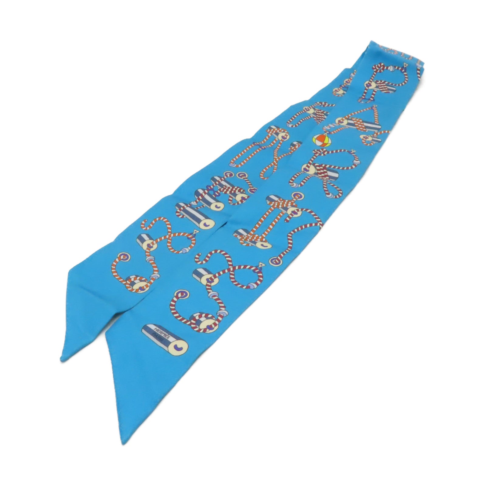 HERMES 【激減優惠】絲質Twilly絲巾藍色/彩色