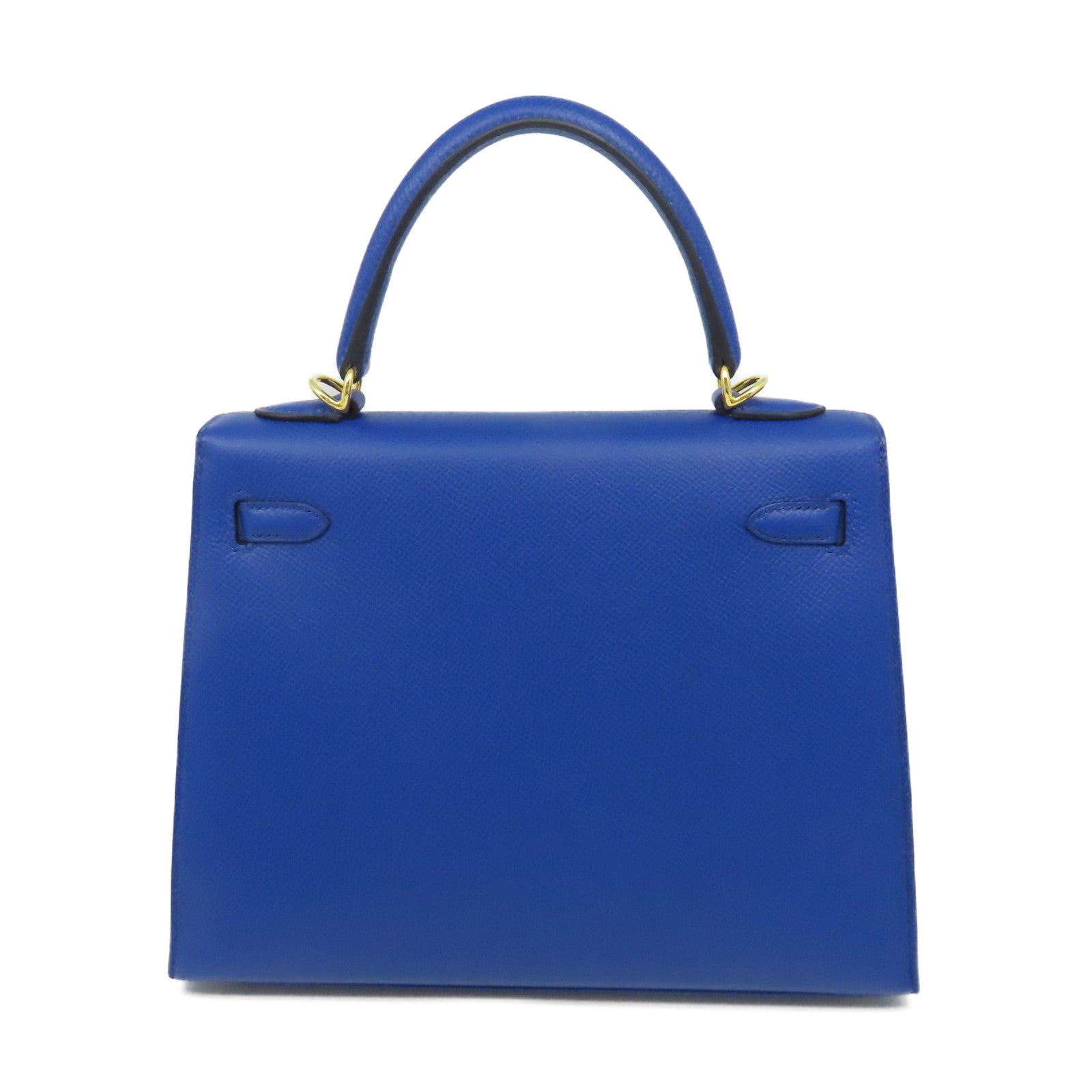HERMES Epsom皮革Kelly 25 Sellier金扣手挽肩背兩用袋Bleu France法國藍色