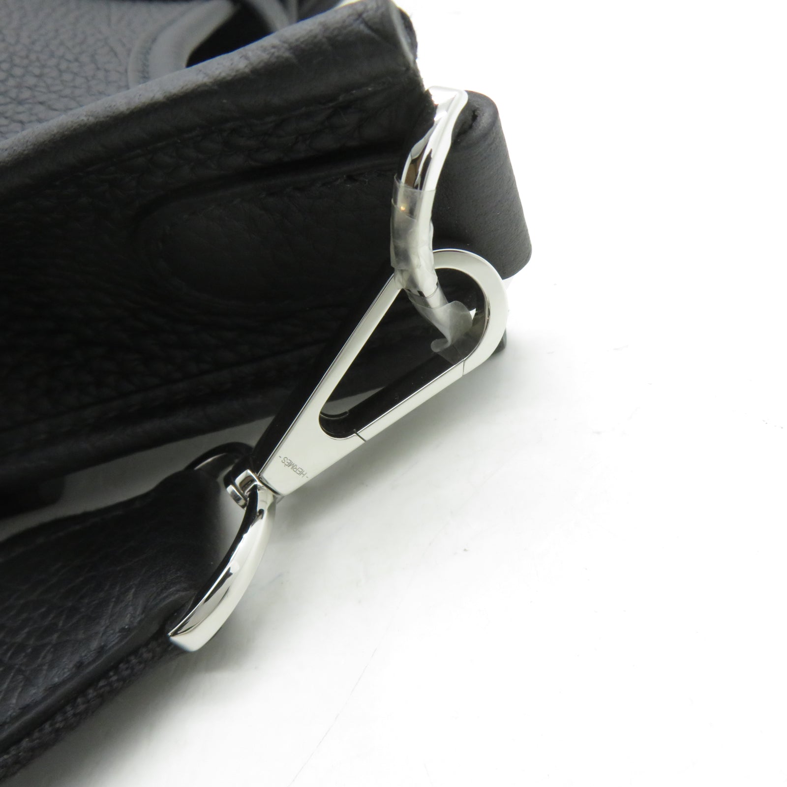 HERMES Clemence皮革Evelyne PM銀扣肩背袋Noir黑色