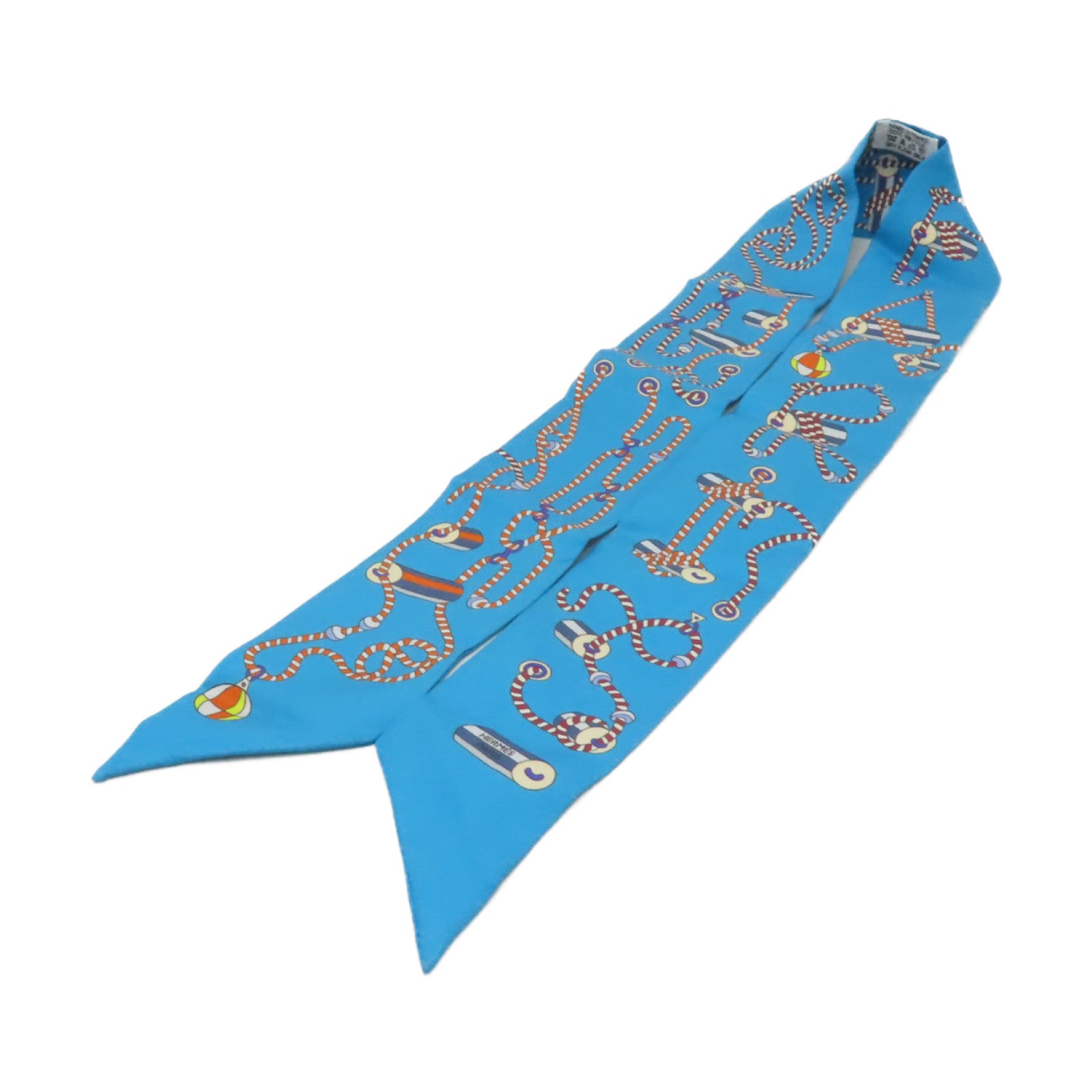 HERMES 【激減優惠】絲質Twilly絲巾藍色/彩色