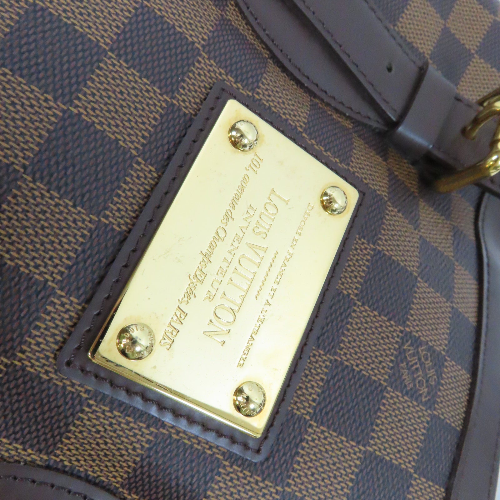 LOUIS VUITTON Damier Ebene Hampstead MM金扣肩背袋啡色