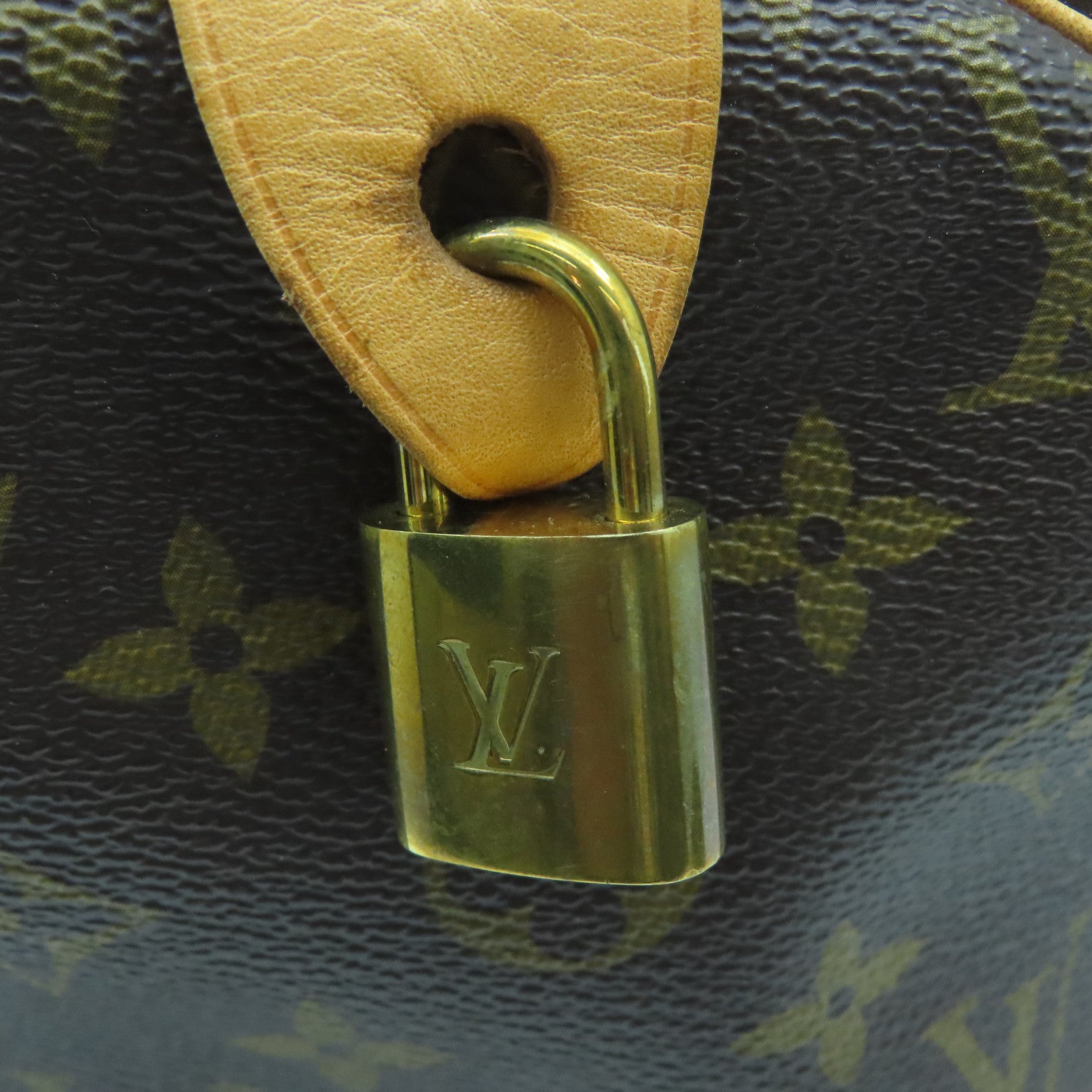 LOUIS VUITTON Monogram Speedy 30 Gold Buckle Bag Brown