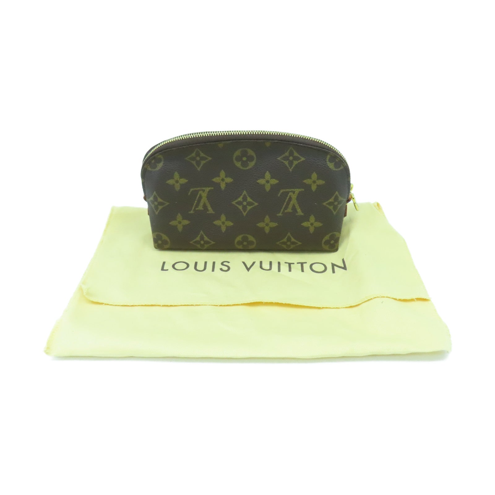 LOUIS VUITTON Monogram Cosmetic Pouch金扣手拿包棕色