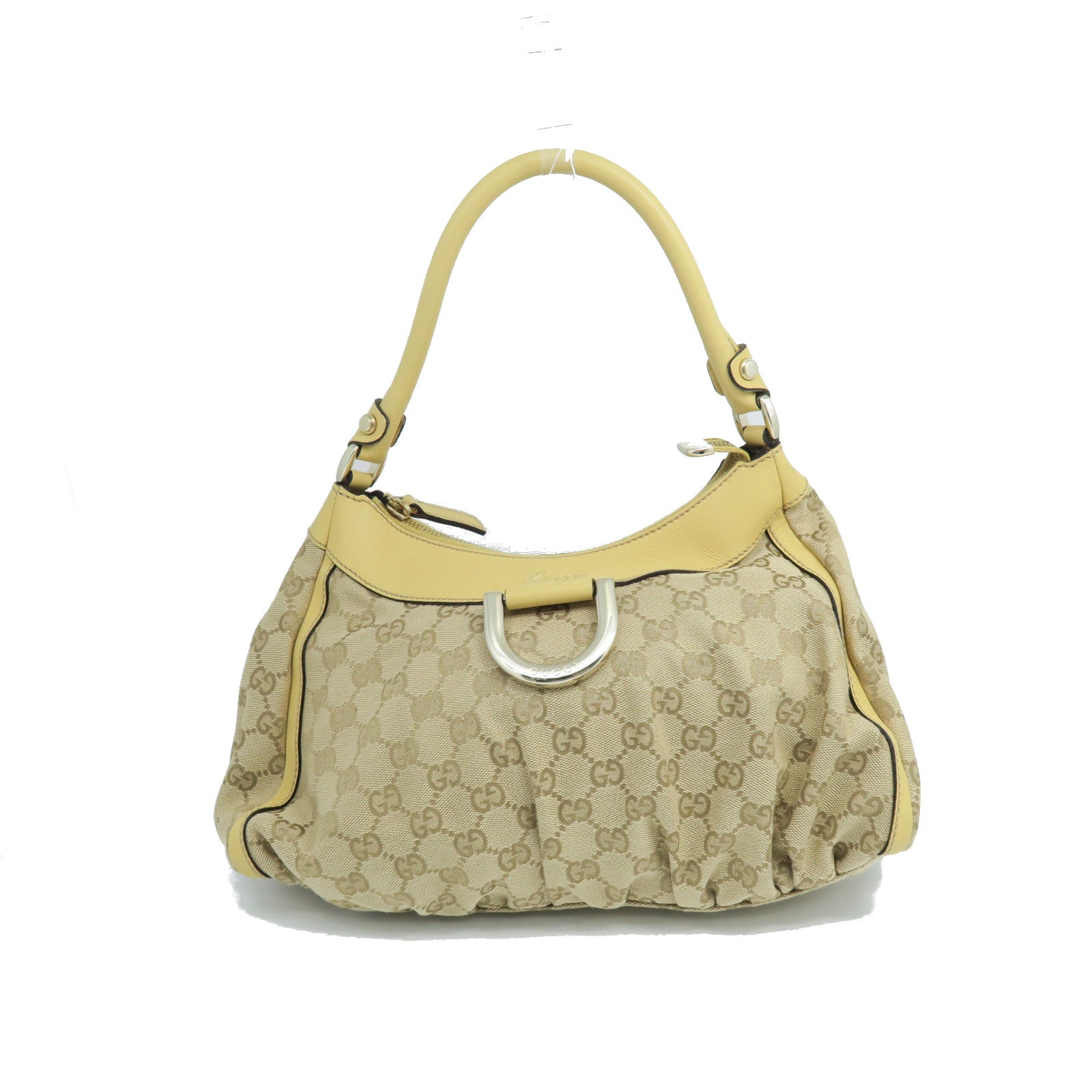 GUCCI canvas Shoulder Bag gold buckle shoulder bag brown