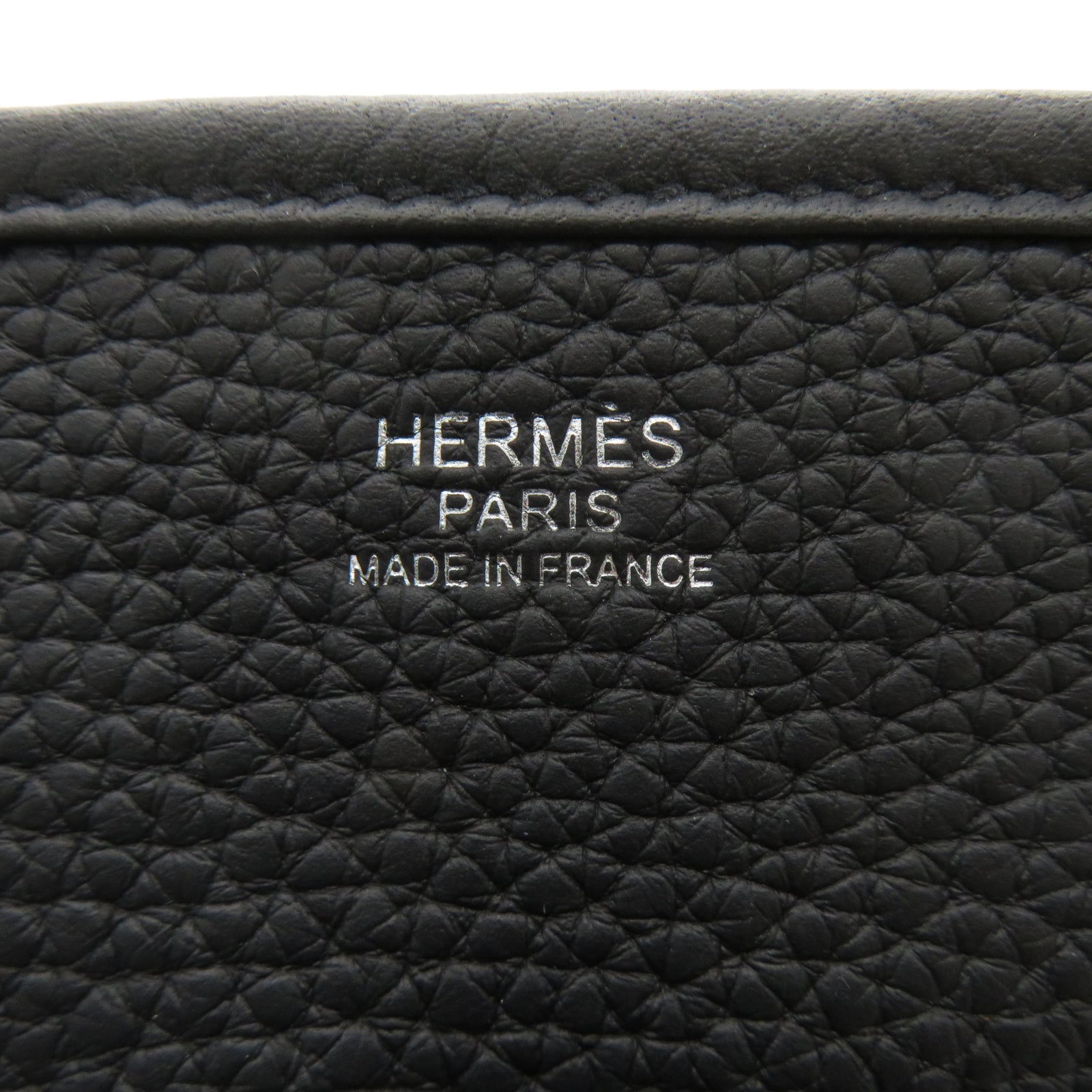 HERMES Clemence皮革Evelyne PM銀扣肩背袋Noir黑色