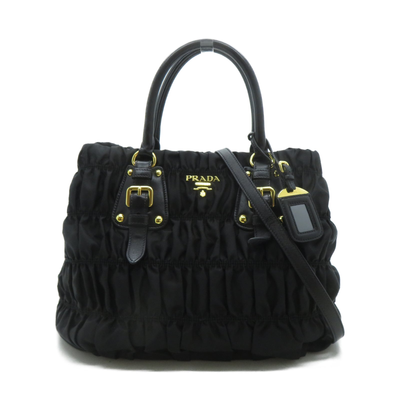 PRADA 尼龍2 Way Shoulder金扣手挽肩背兩用袋黑色