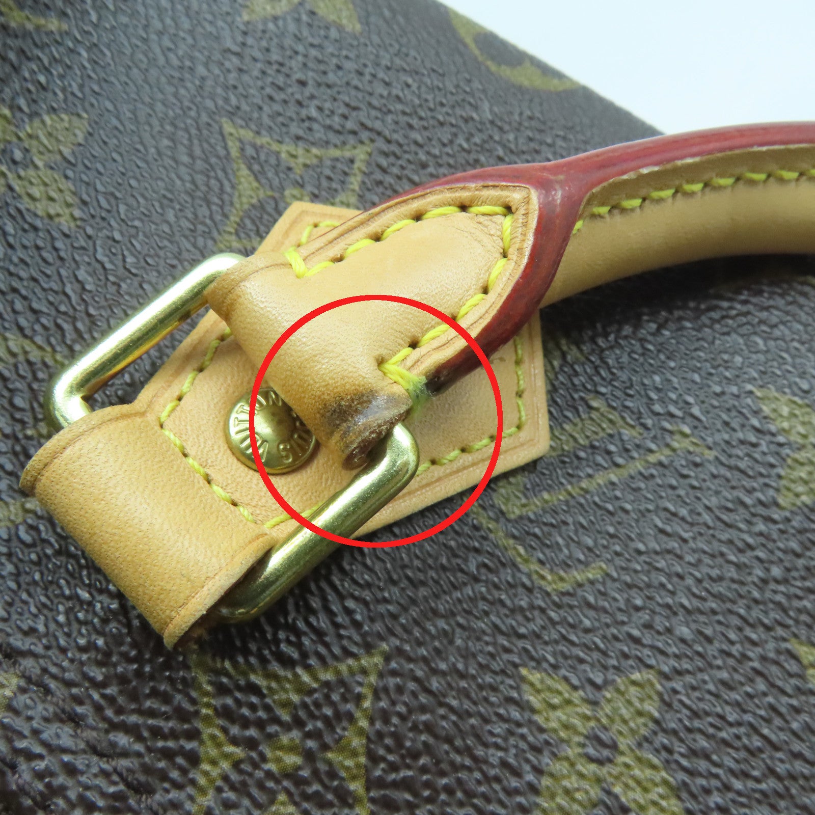 LOUIS VUITTON Monogram Speedy 30 Gold Buckle Bag Brown