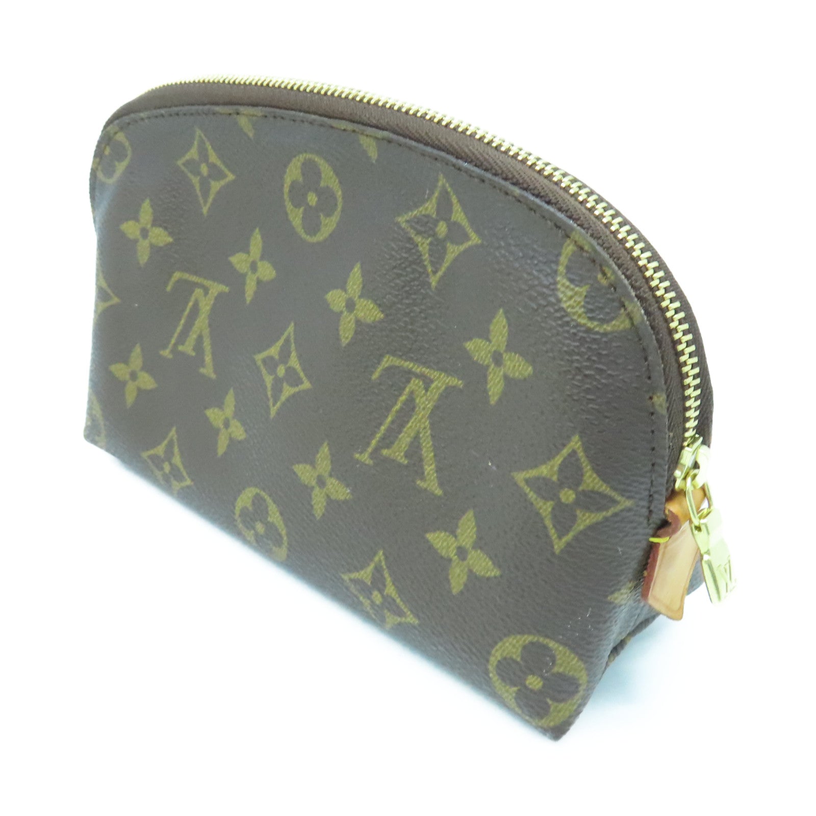 LOUIS VUITTON Monogram Cosmetic Pouch金扣手拿包棕色