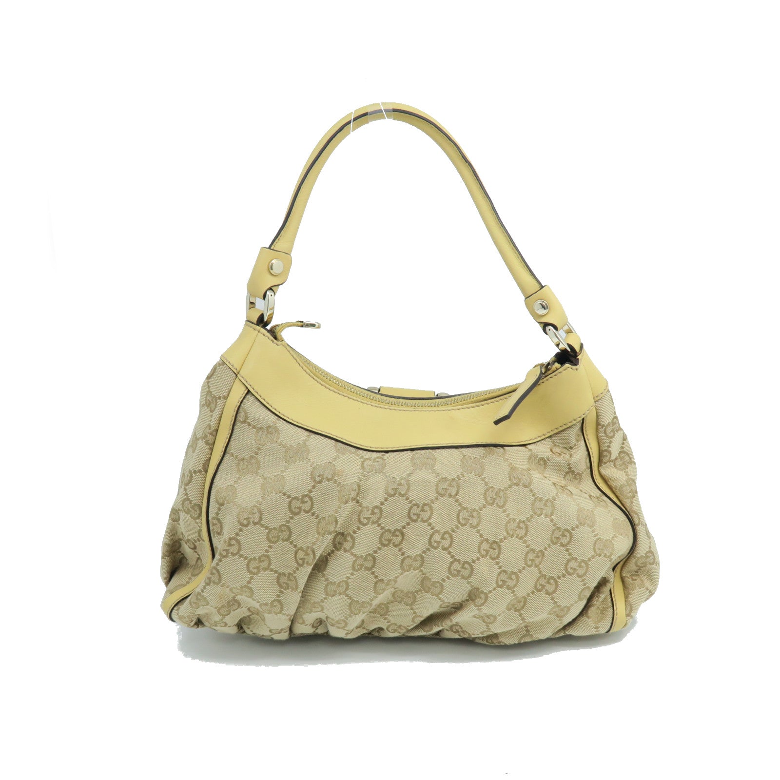 GUCCI canvas Shoulder Bag gold buckle shoulder bag brown