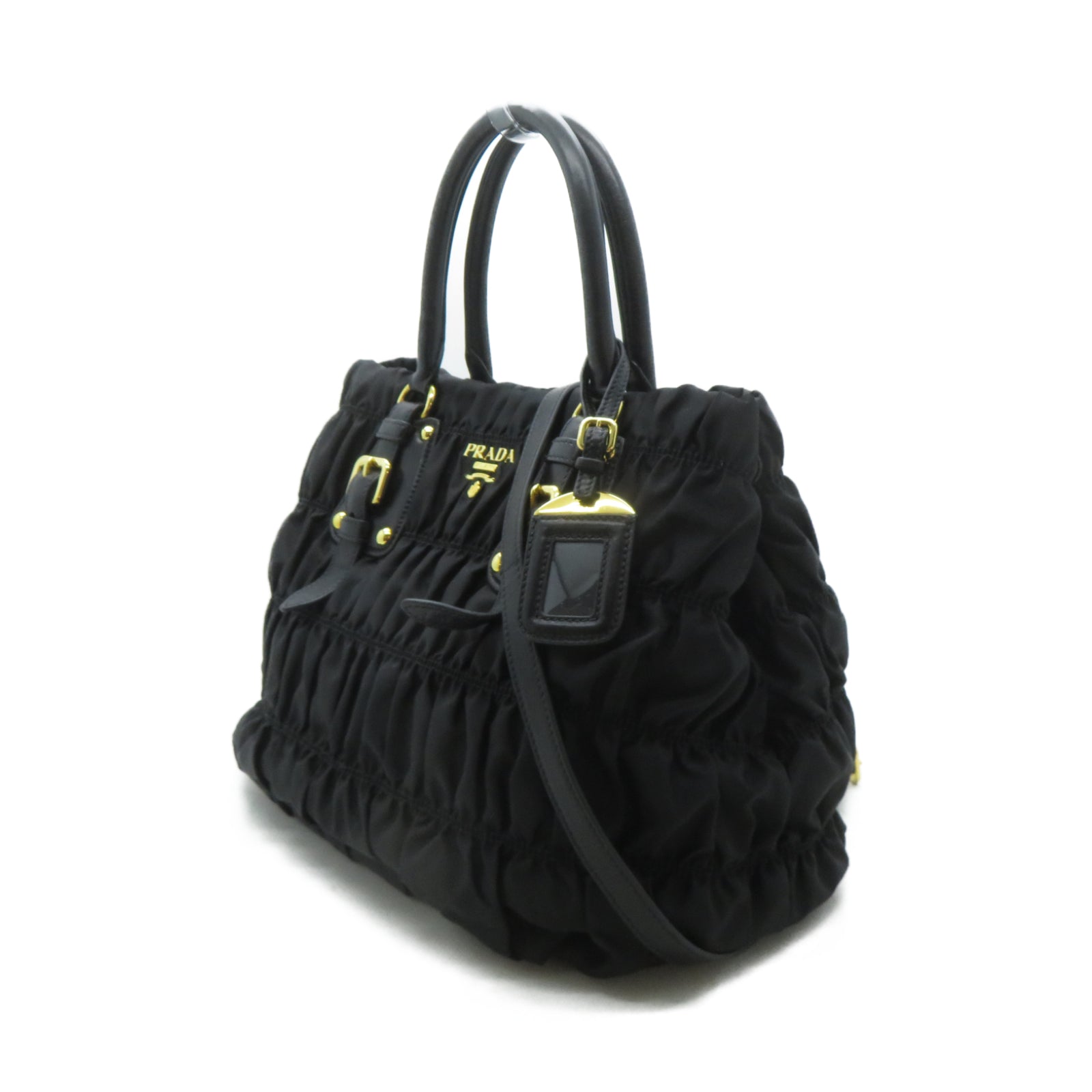 PRADA 尼龍2 Way Shoulder金扣手挽肩背兩用袋黑色