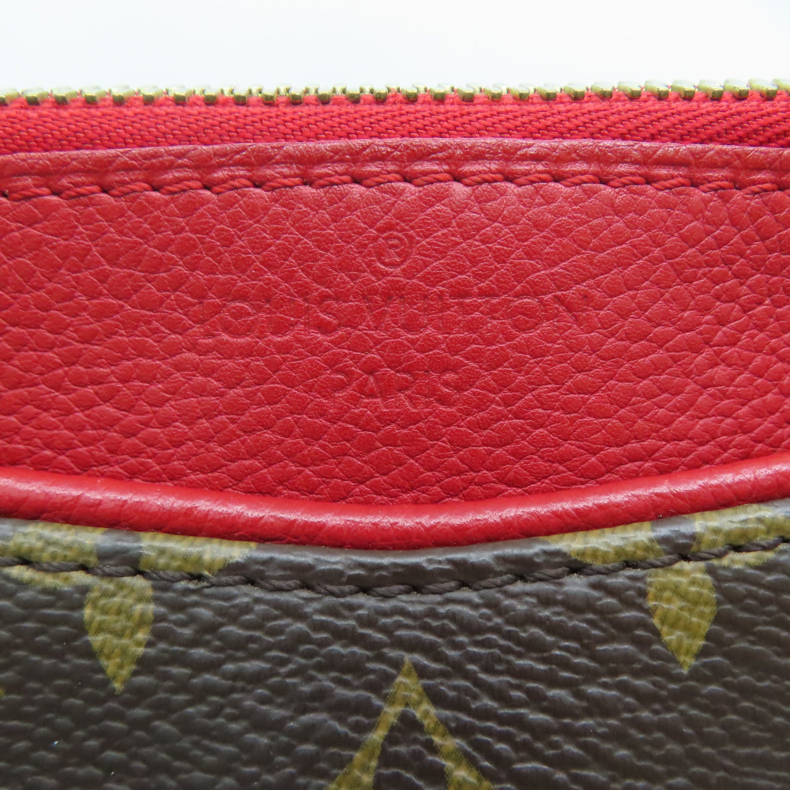 LOUIS VUITTON Monogram Pallas MM金扣手挽肩背两用袋啡色/红色