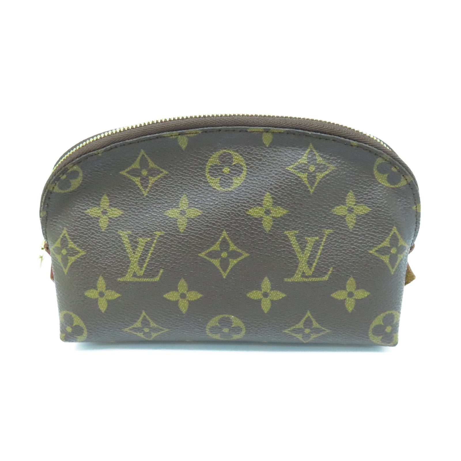 LOUIS VUITTON Monogram Cosmetic Pouch金扣手拿包棕色