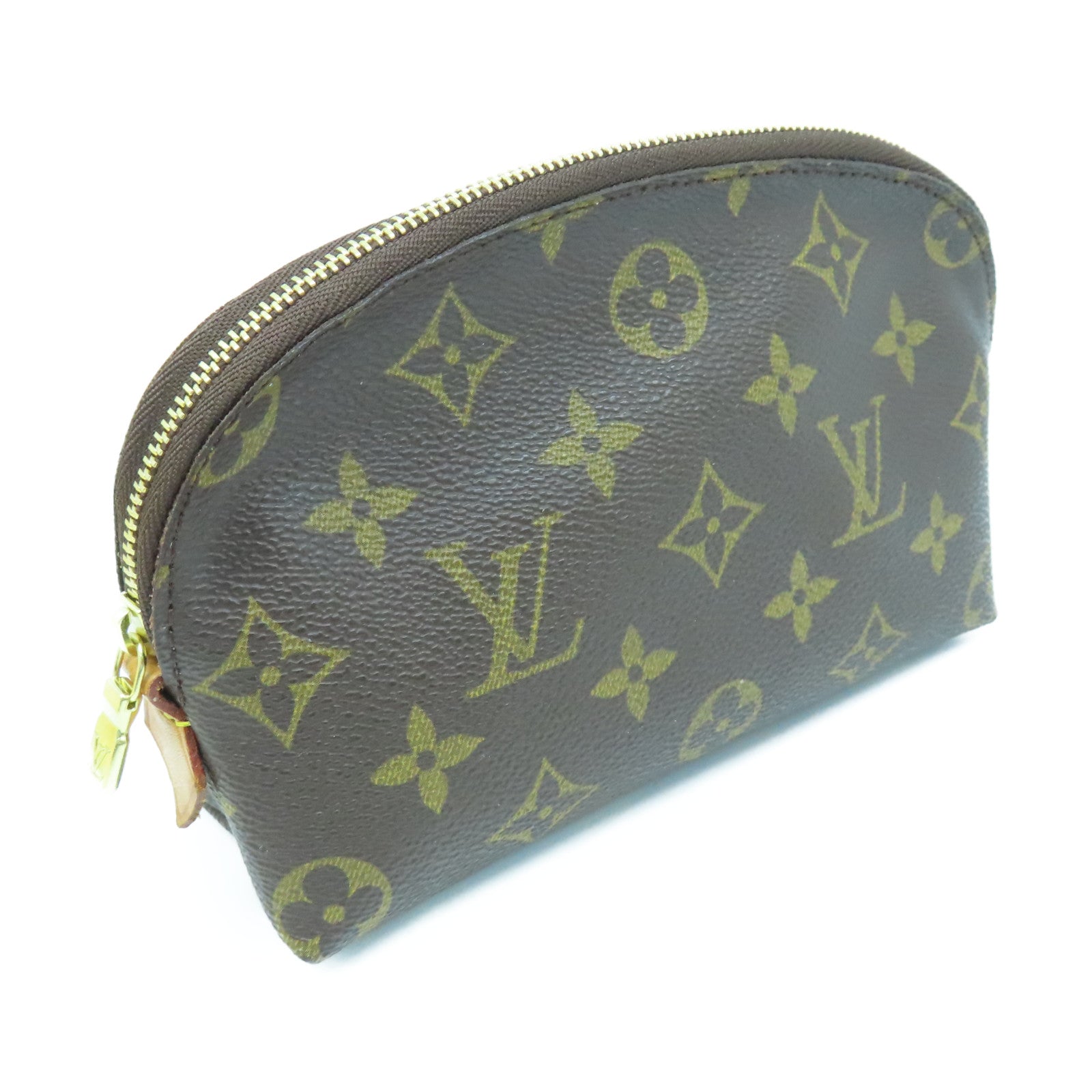 LOUIS VUITTON Monogram Cosmetic Pouch金扣手拿包棕色