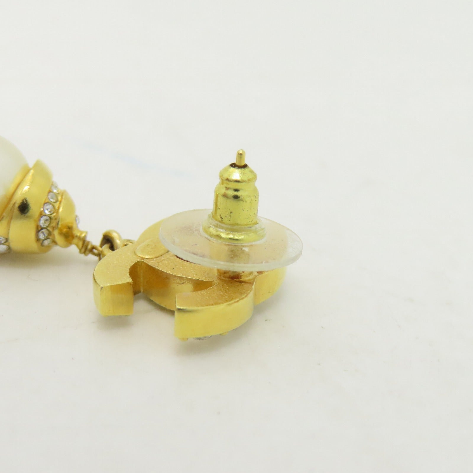 CHANEL 金屬/水晶Earring水晶耳環金色