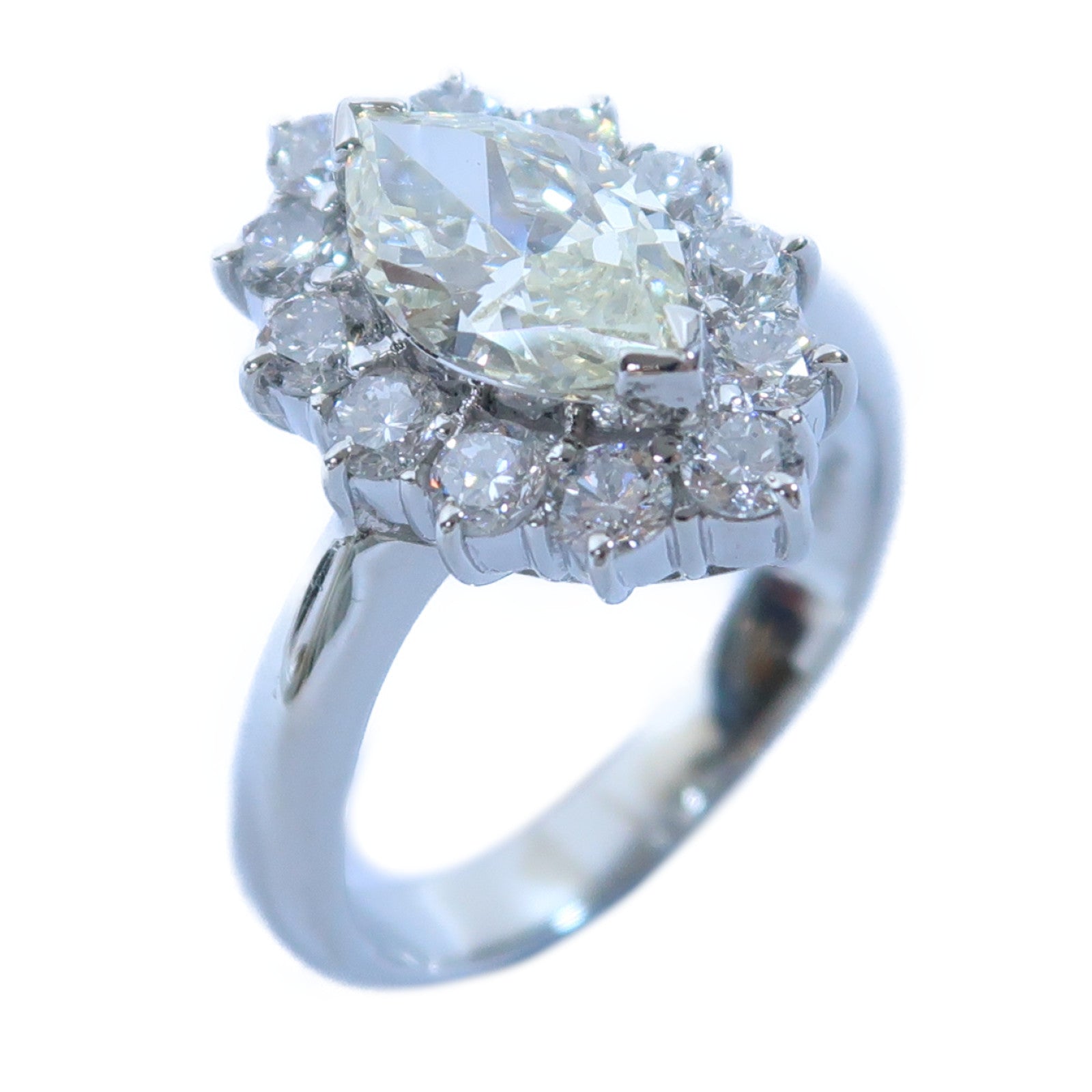 JEWELRY PT900鉑金Marquise Diamond Ring 0.75ct/1.021ct鑽石戒指US#5