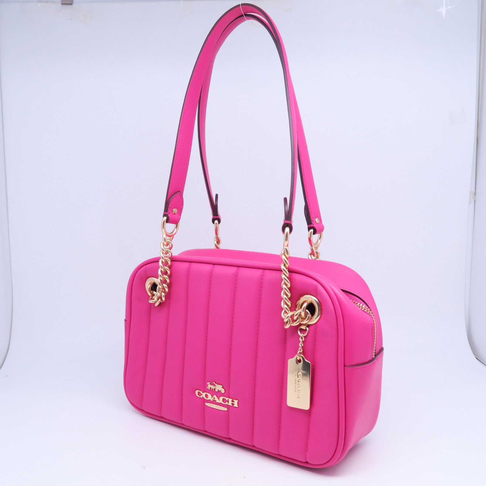 COACH 牛皮皮革Shoulder Bag金扣肩背袋粉紅色