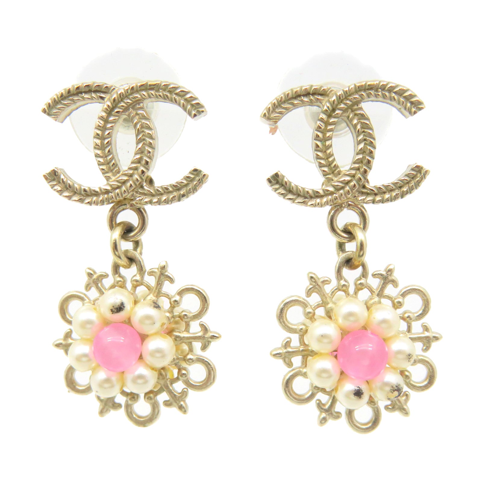 CHANEL 金属/仿珍珠Earrings耳环彩色/金色