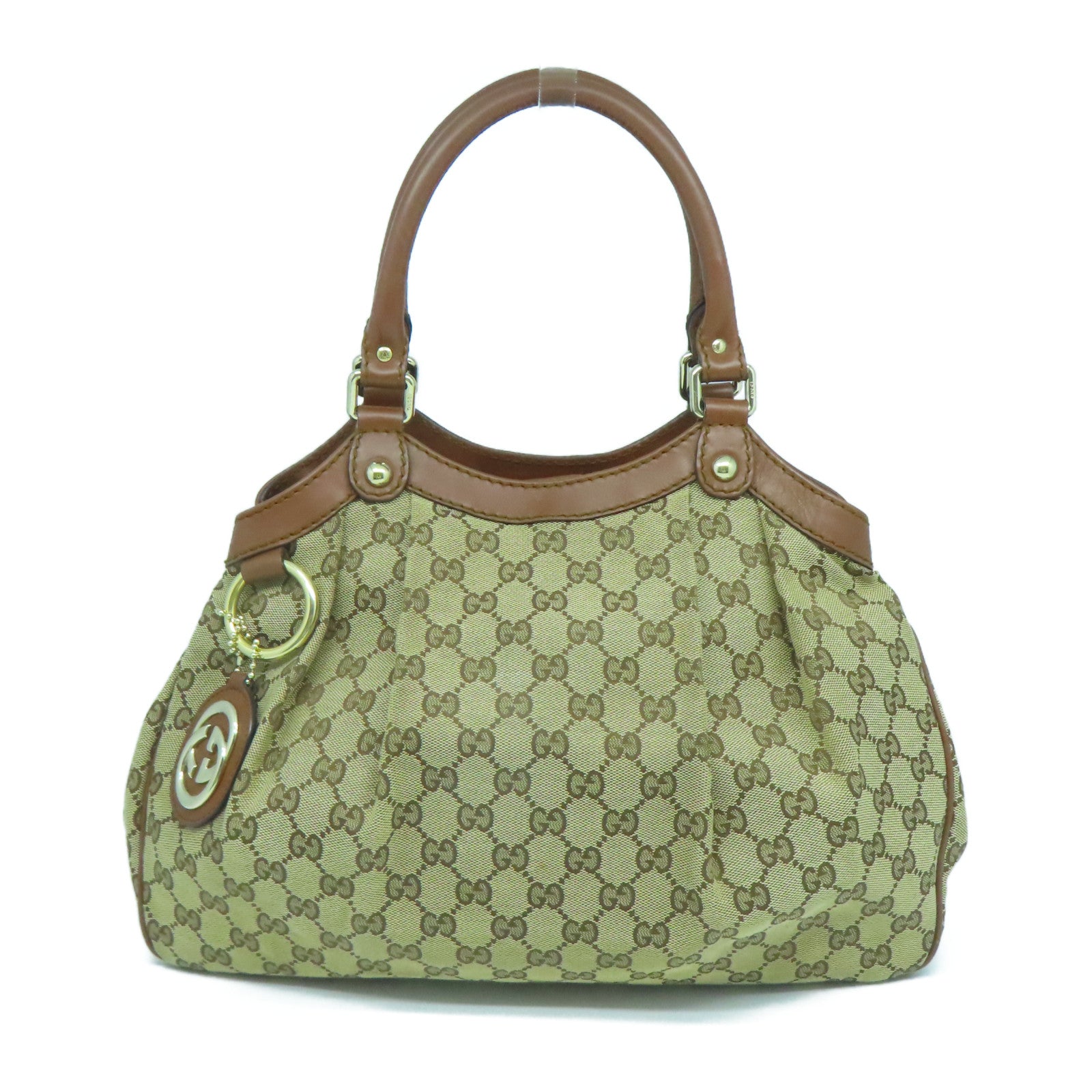 GUCCI 帆布Hand Bag金扣手挽袋啡色