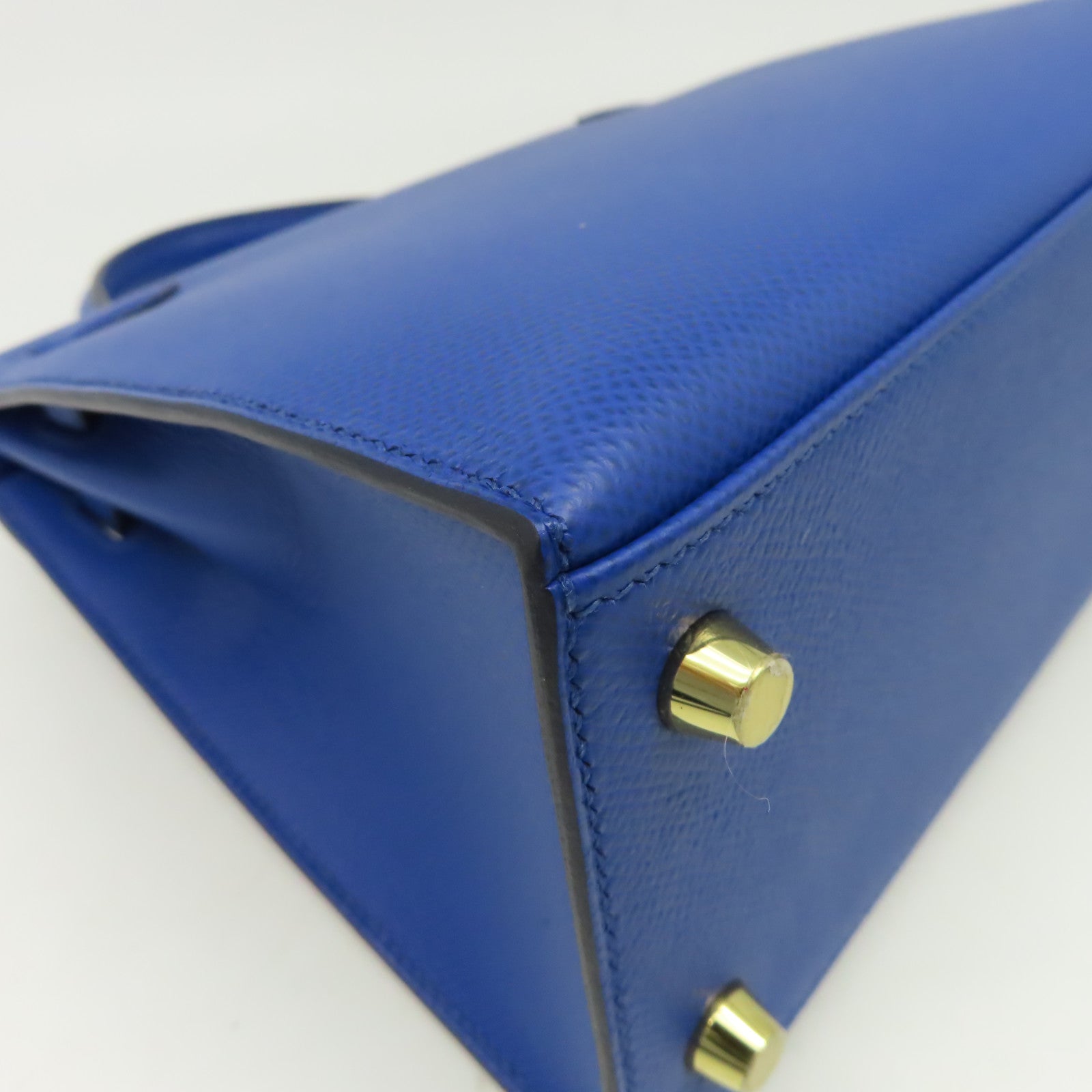 HERMES Epsom皮革Kelly 25 Sellier金扣手挽肩背兩用袋Bleu France法國藍色