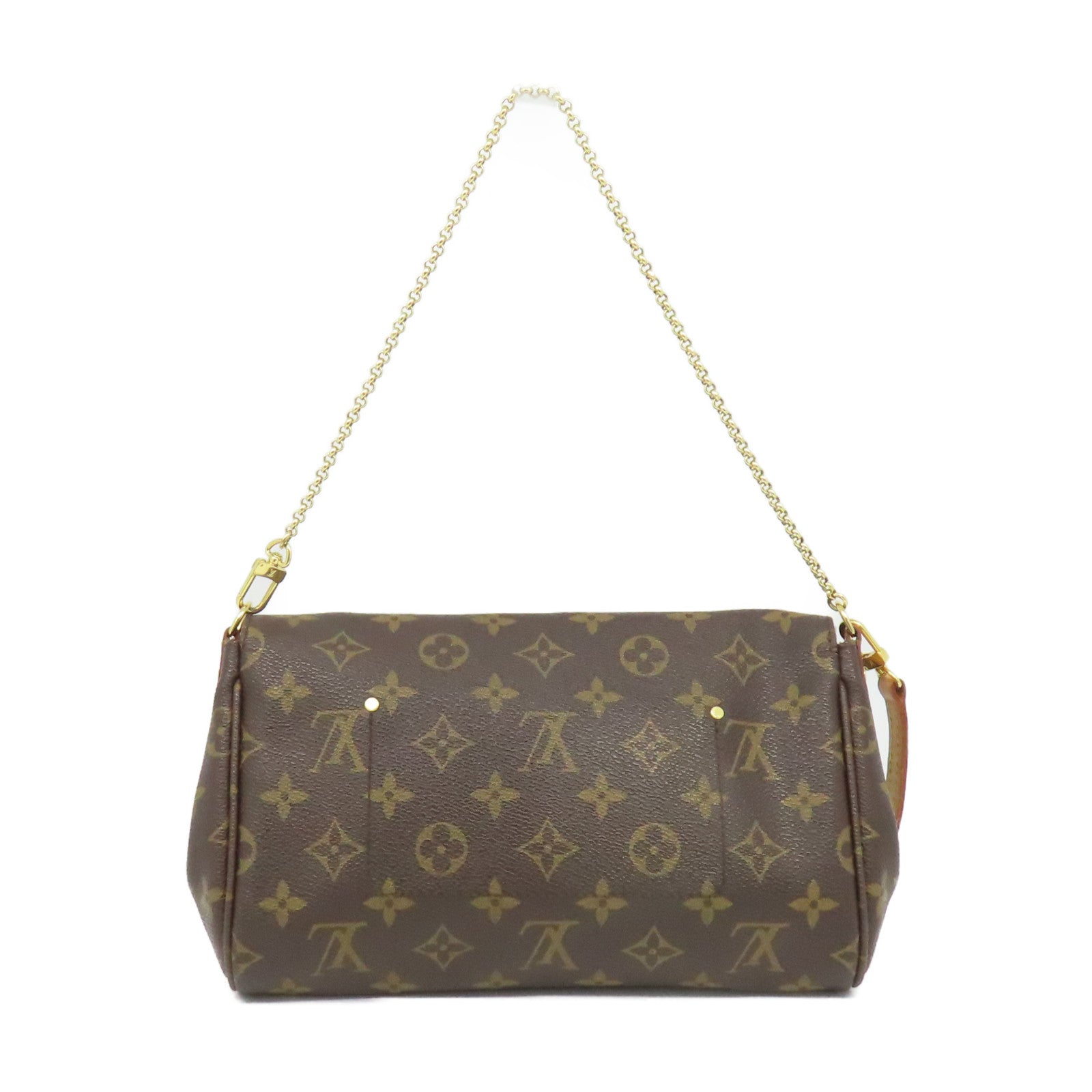 LOUIS VUITTON Monogram Favorite MM 2Way Shoulder Bag金扣鏈帶肩背袋啡色