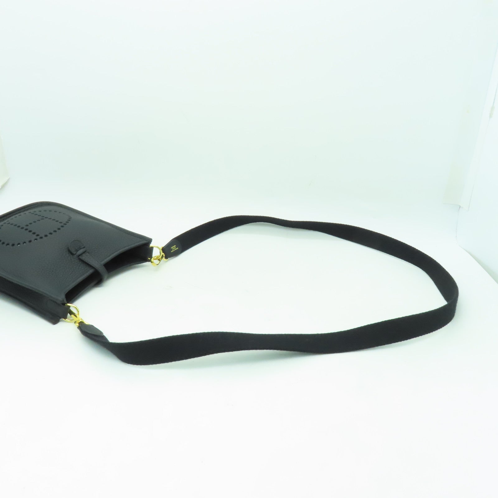 HERMES Clemence皮革Evelyne TPM金扣肩背袋黑色