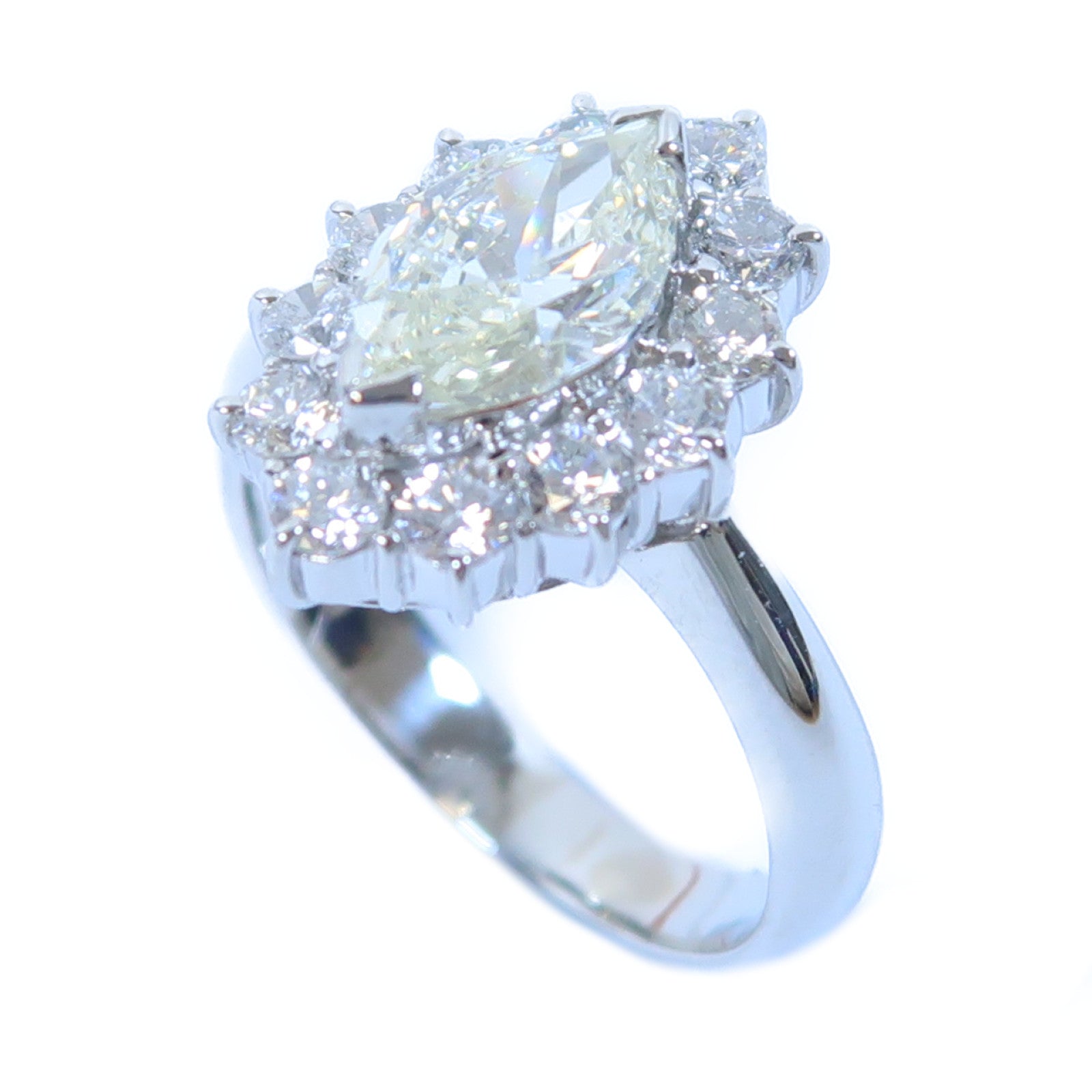 JEWELRY PT900鉑金Marquise Diamond Ring 0.75ct/1.021ct鑽石戒指US#5