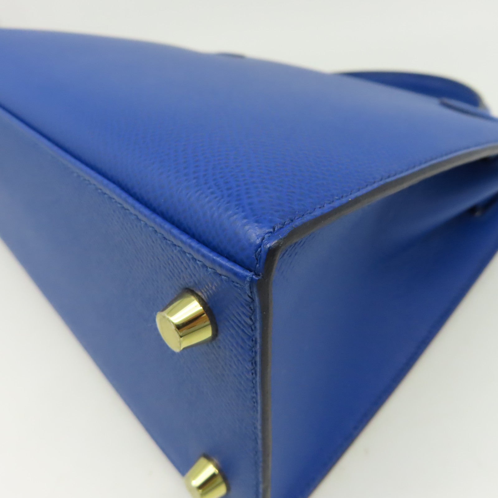 HERMES Epsom皮革Kelly 25 Sellier金扣手挽肩背兩用袋Bleu France法國藍色