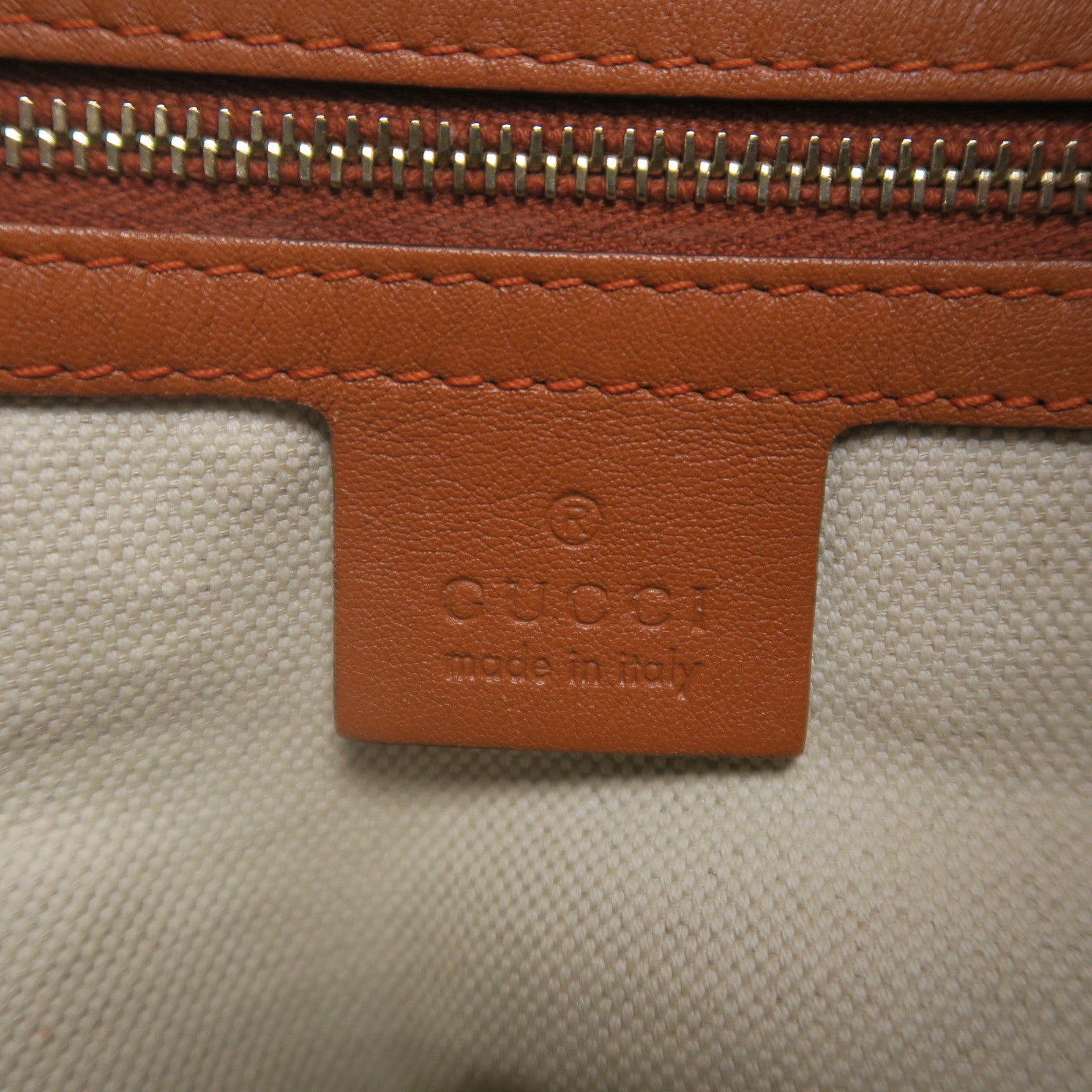 GUCCI 塗層帆布Shoulder Bag金扣肩背袋橙色