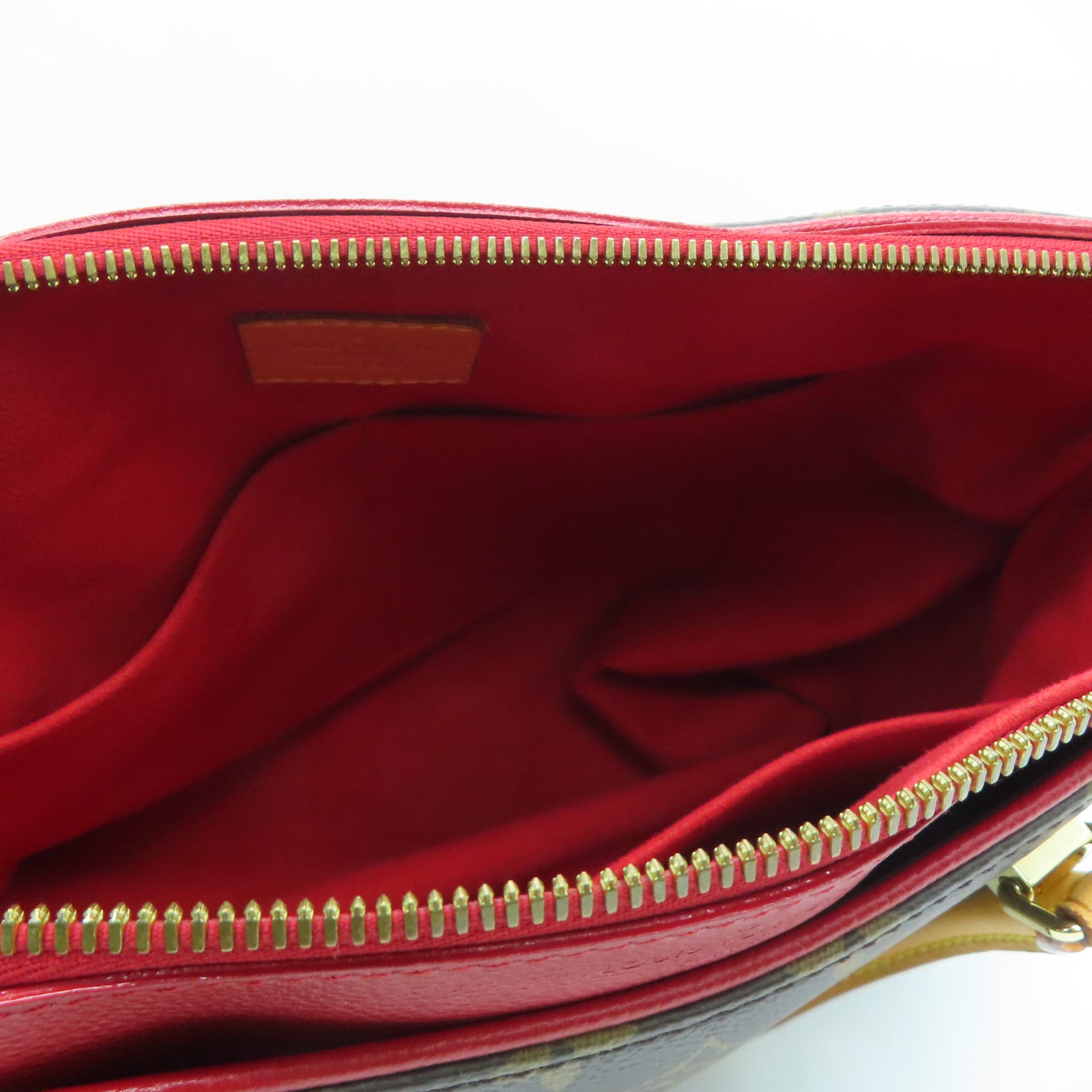 LOUIS VUITTON Monogram Pallas MM金扣手挽肩背两用袋啡色/红色