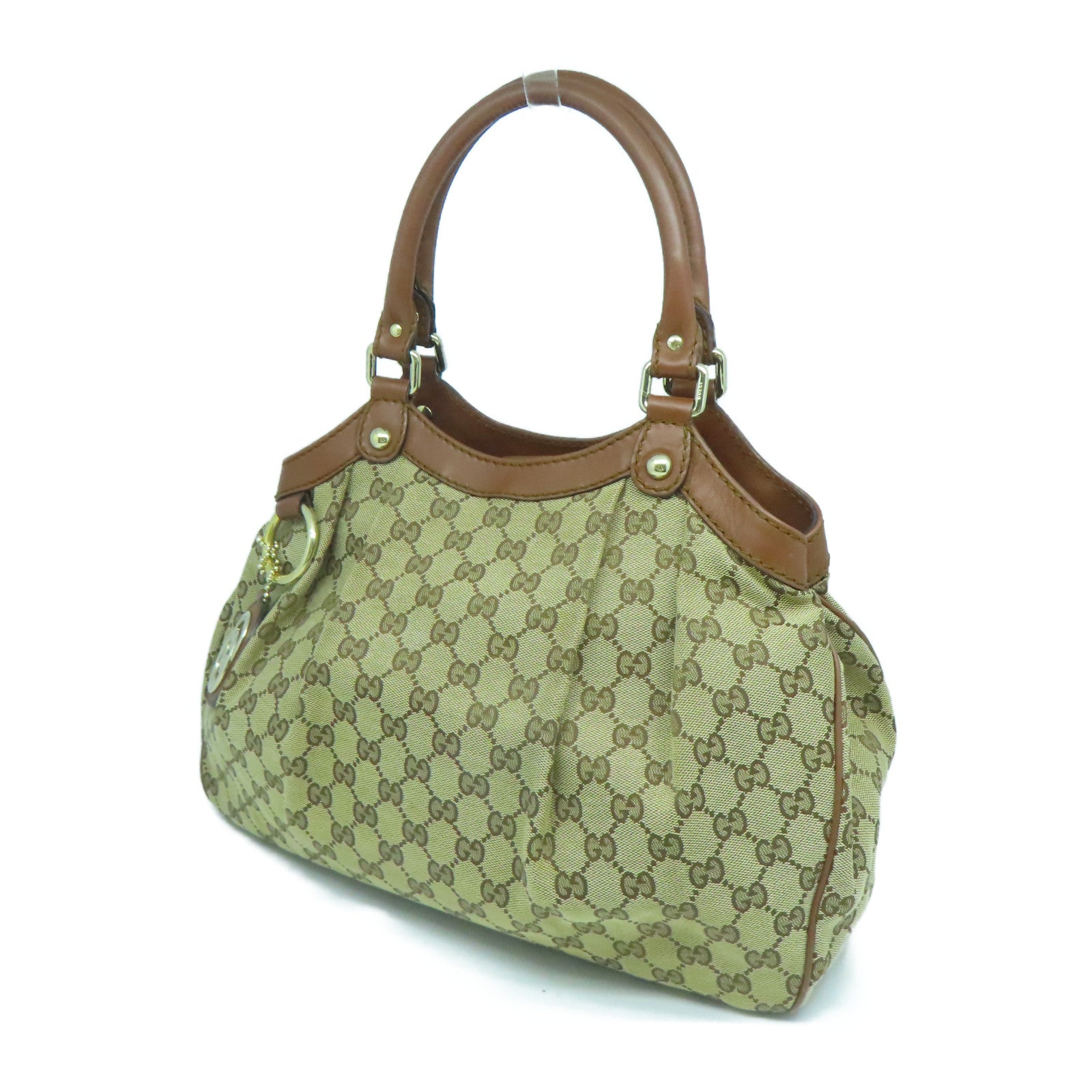 GUCCI 帆布Hand Bag金扣手挽袋啡色