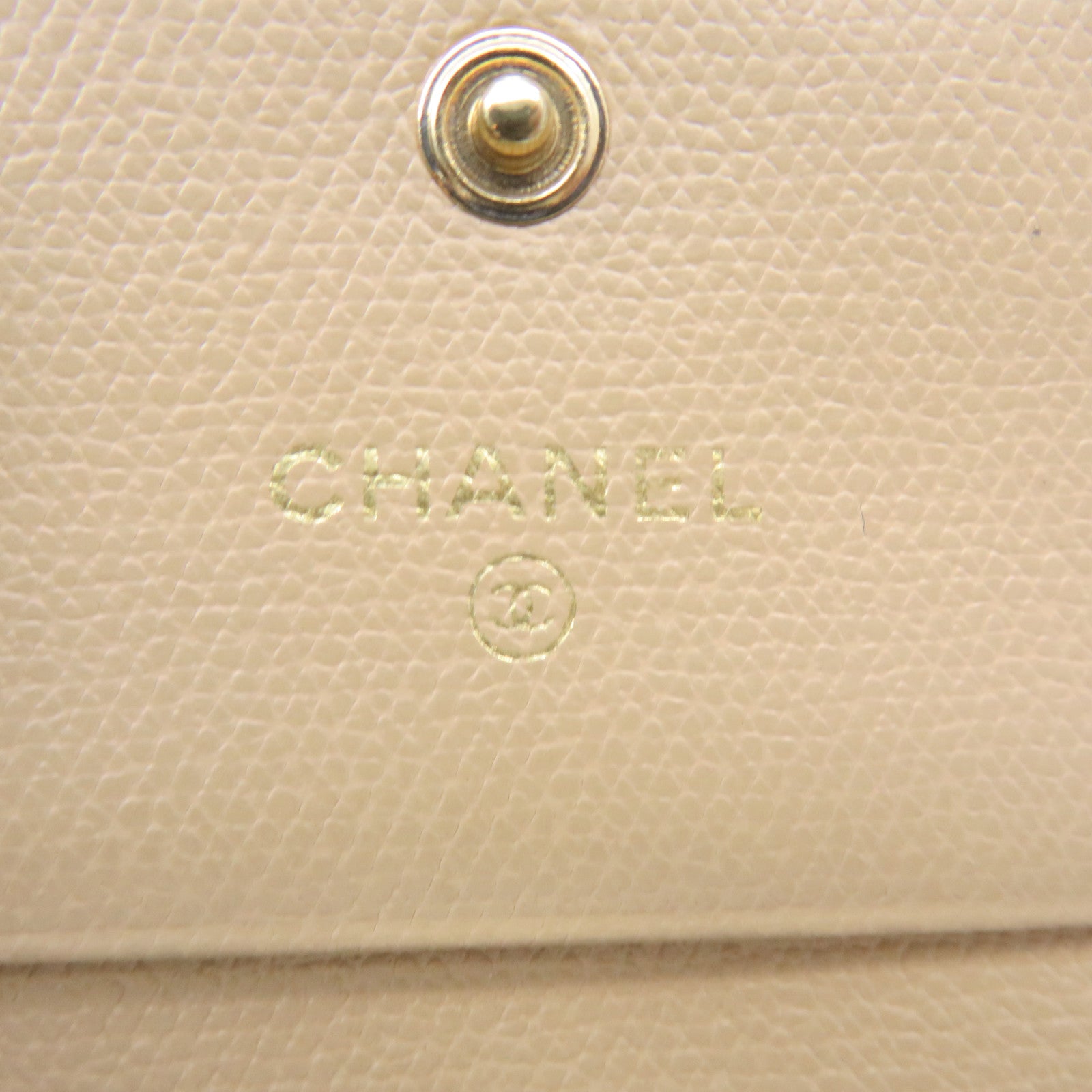 CHANEL 【激減優惠】牛皮皮革Short Wallet金扣短錢包杏色