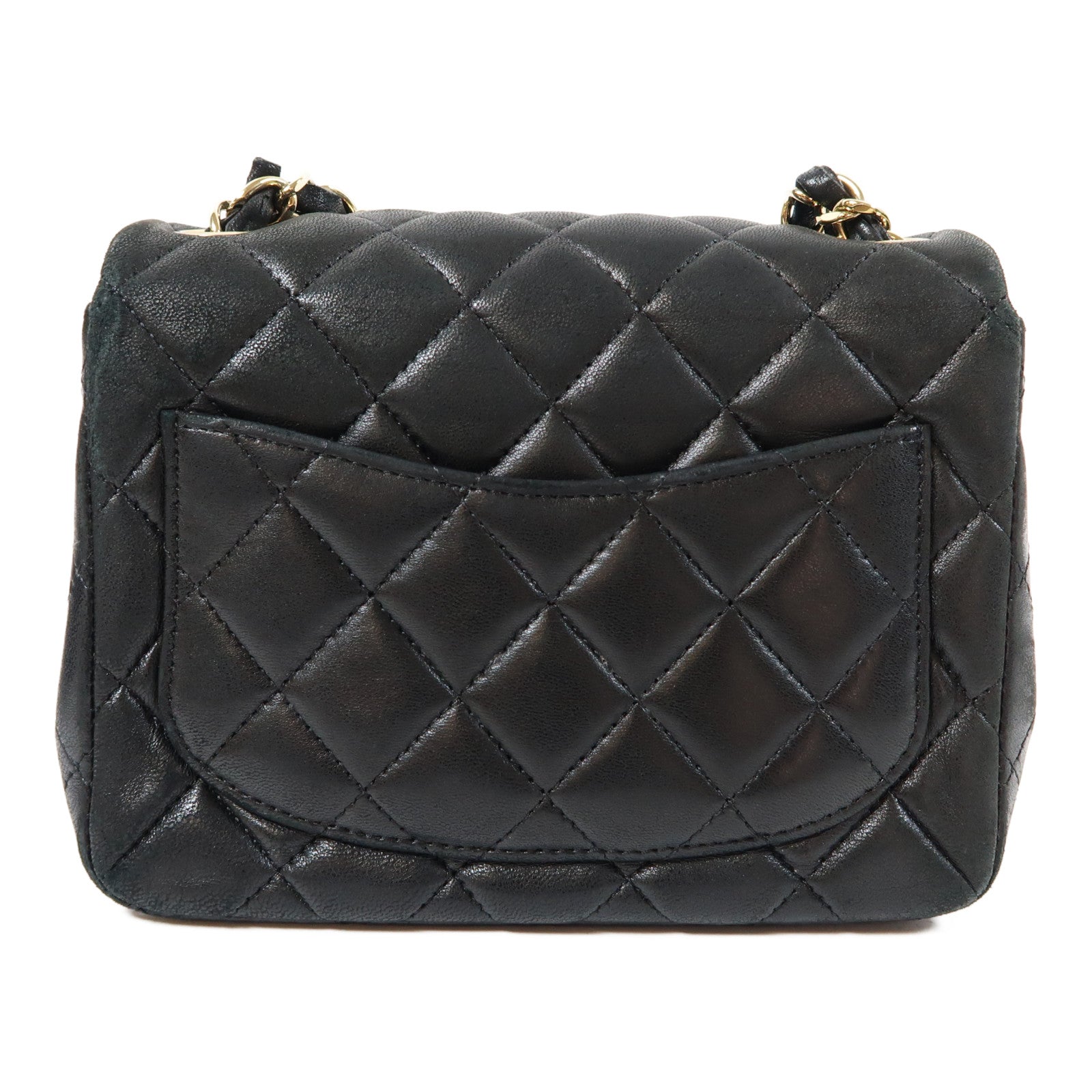 CHANEL 菱格羊皮皮革Chain Shoulder Bag金扣鏈帶肩背袋黑色