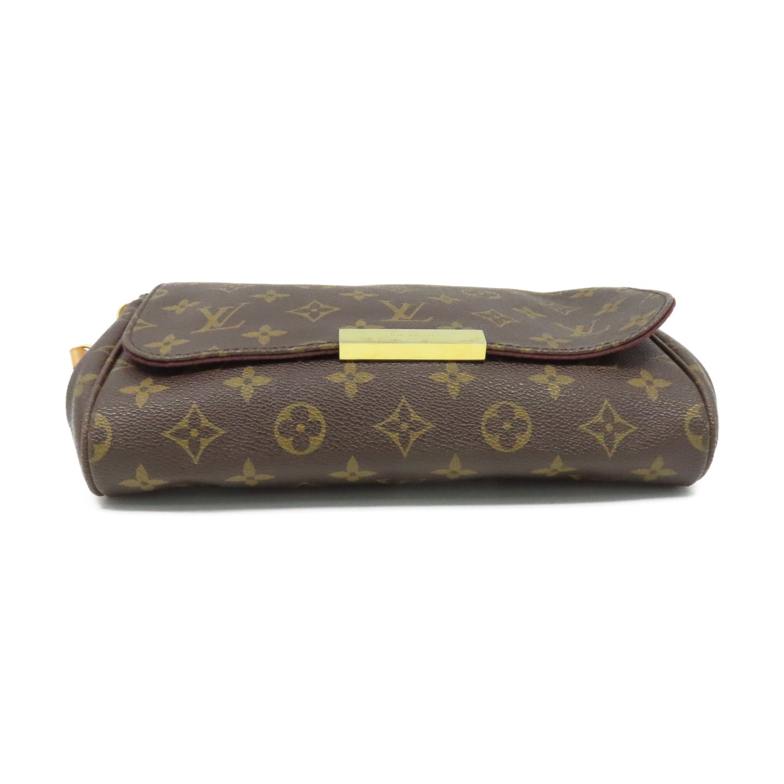 LOUIS VUITTON Monogram Favorite MM 2Way Shoulder Bag金扣鏈帶肩背袋啡色