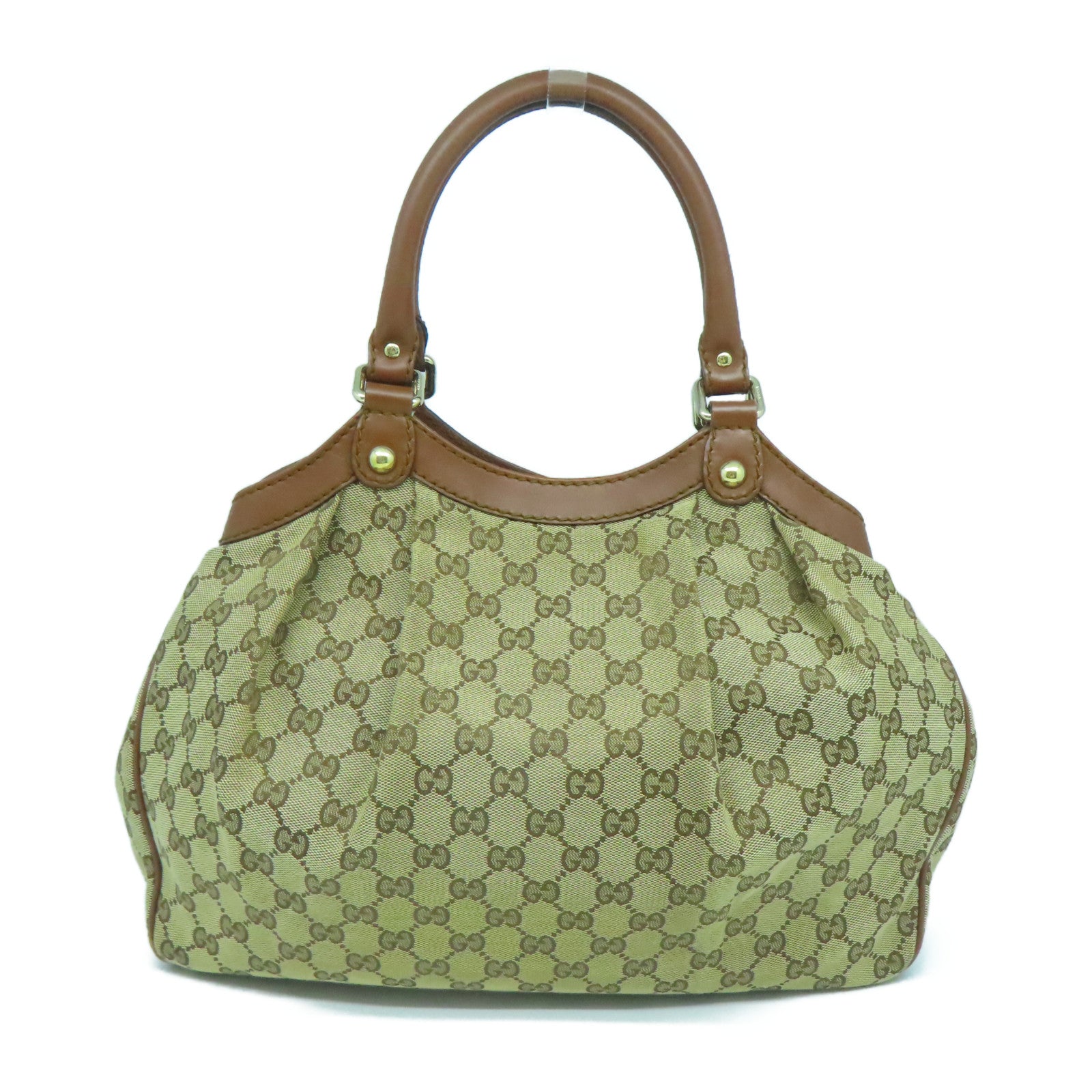 GUCCI 帆布Hand Bag金扣手挽袋啡色