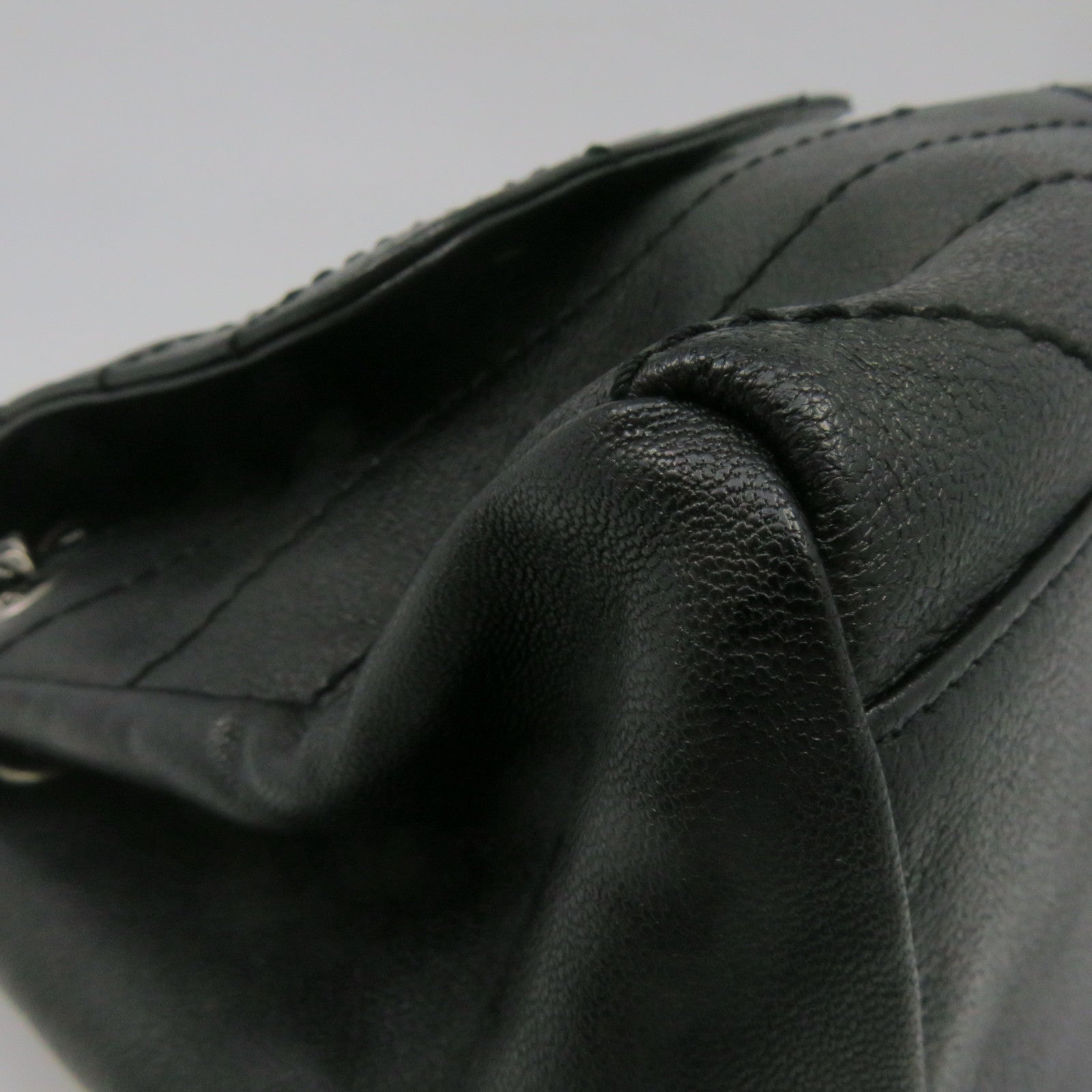 SAINT LAURENT 牛皮皮革2 way Shoulder銀扣鏈帶肩背袋黑色