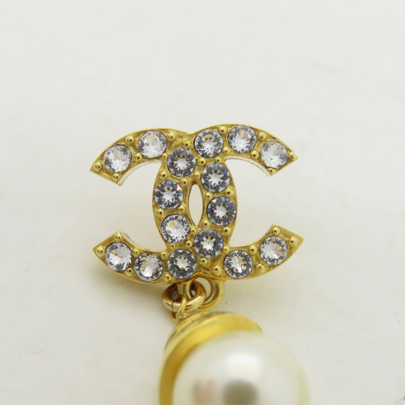CHANEL 金屬/水晶Earring水晶耳環金色