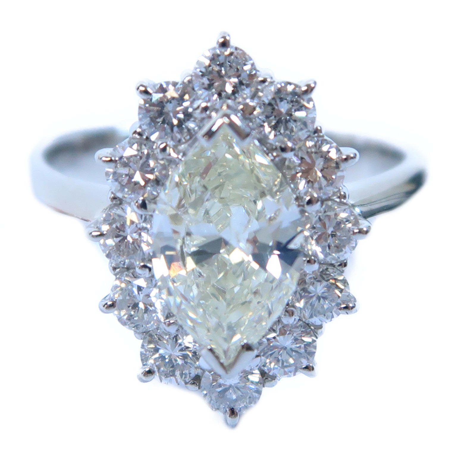 JEWELRY PT900鉑金Marquise Diamond Ring 0.75ct/1.021ct鑽石戒指US#5