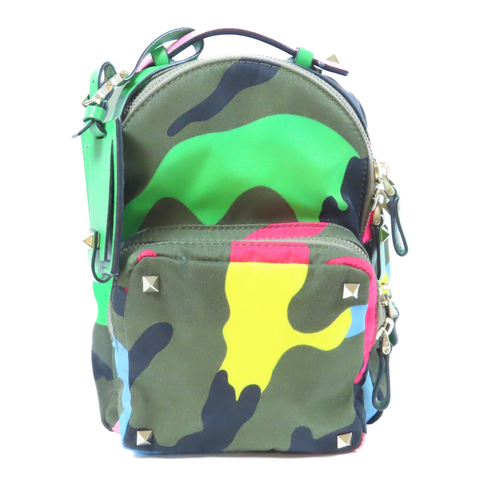 Valentino 帆布Rucksack金扣背包綠色