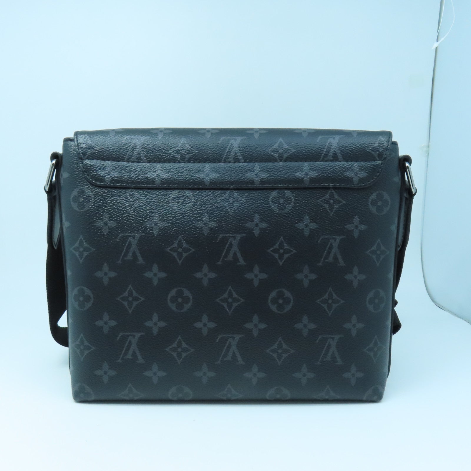 LOUIS VUITTON Monogram Eclipse District PM Silver Buckle Shoulder Bag Black/Gray