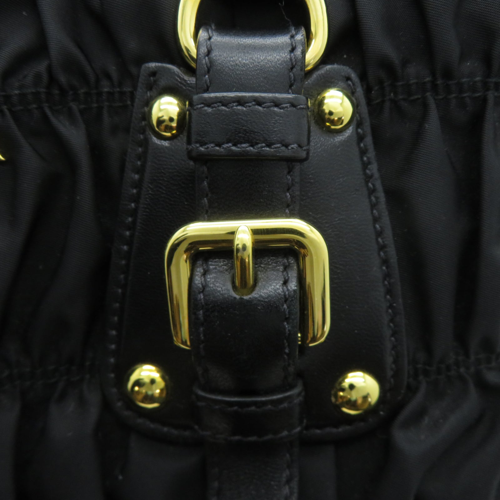 PRADA 尼龍2 Way Shoulder金扣手挽肩背兩用袋黑色