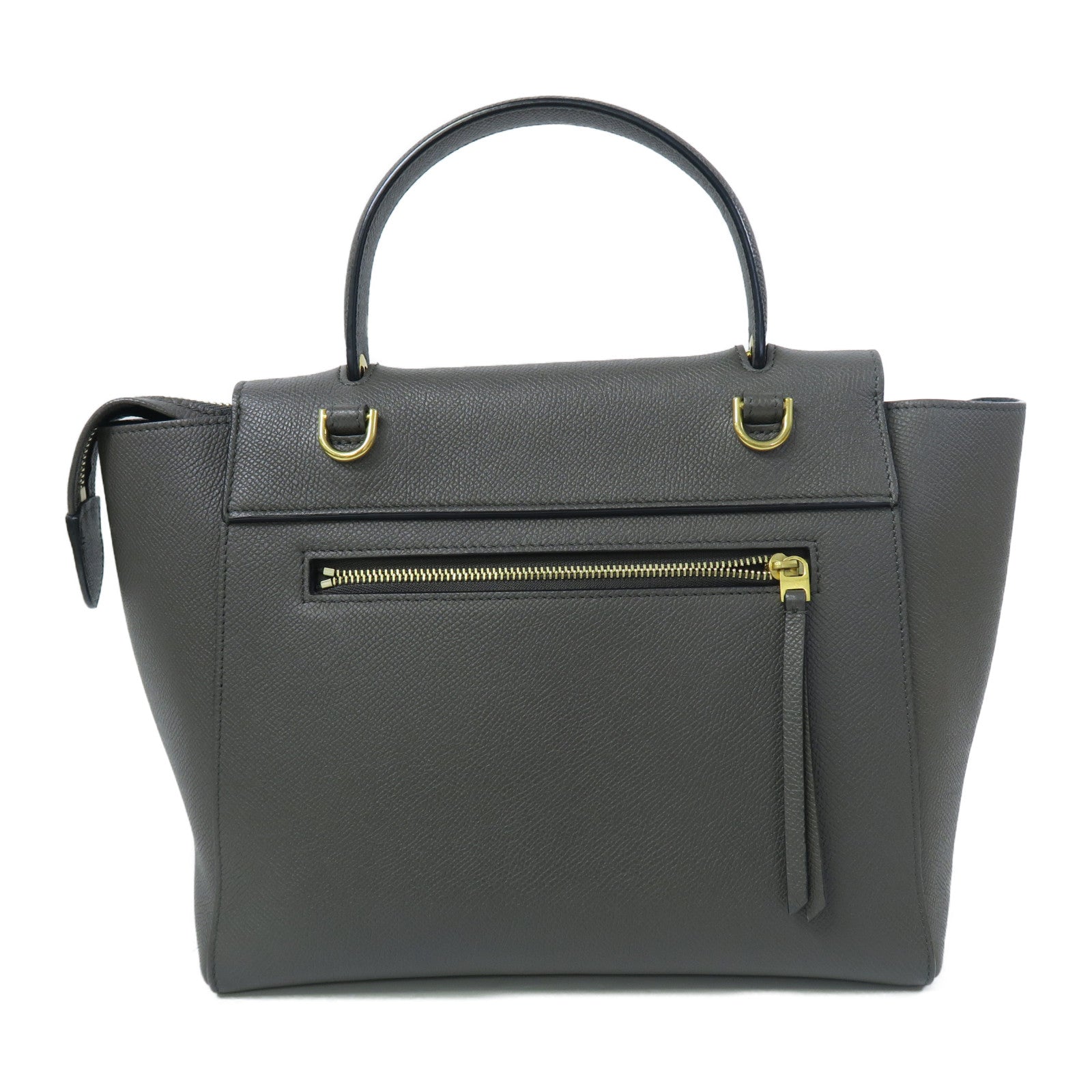 CELINE 牛皮皮革Belt Bag金扣手挽肩背兩用袋灰色