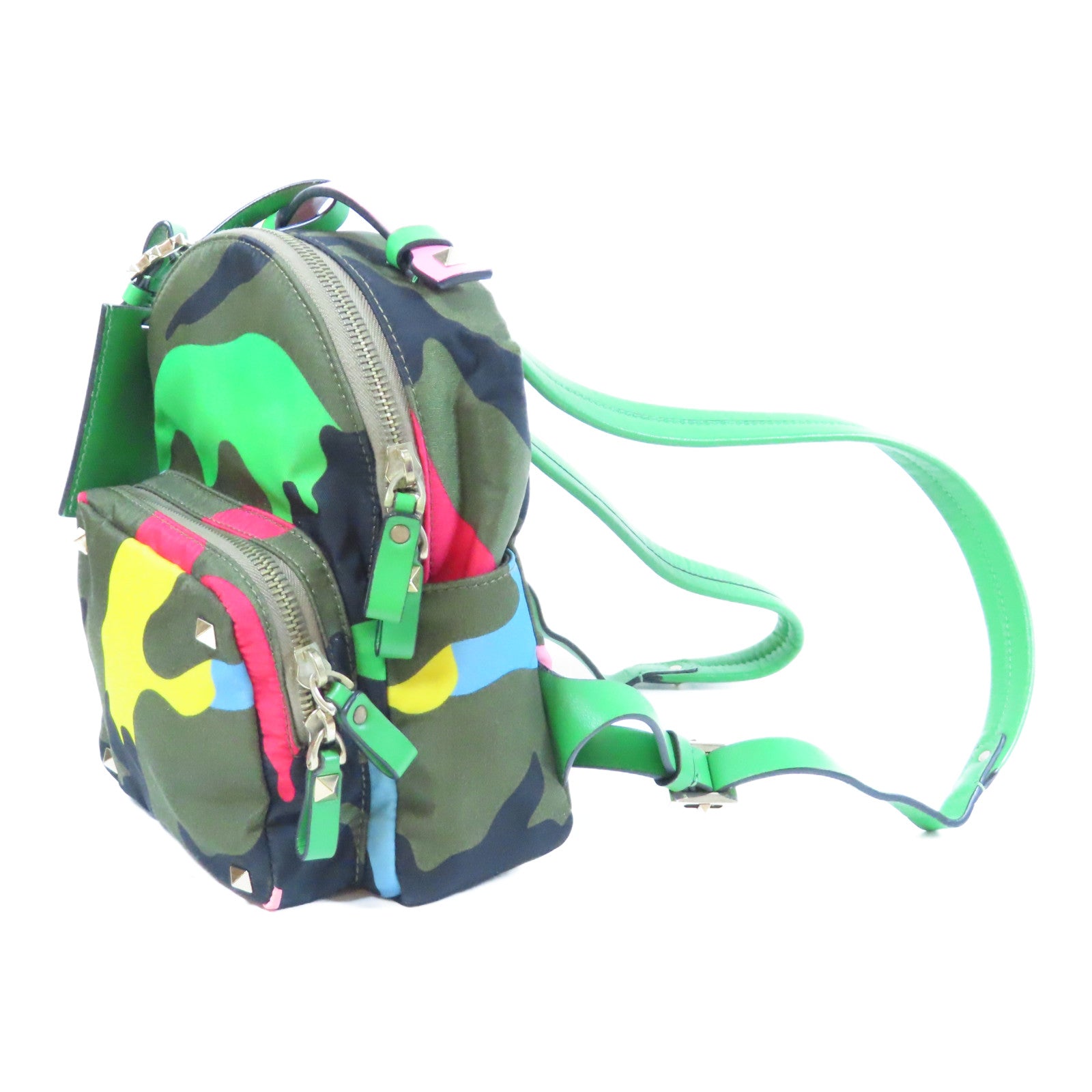 Valentino 帆布Rucksack金扣背包綠色