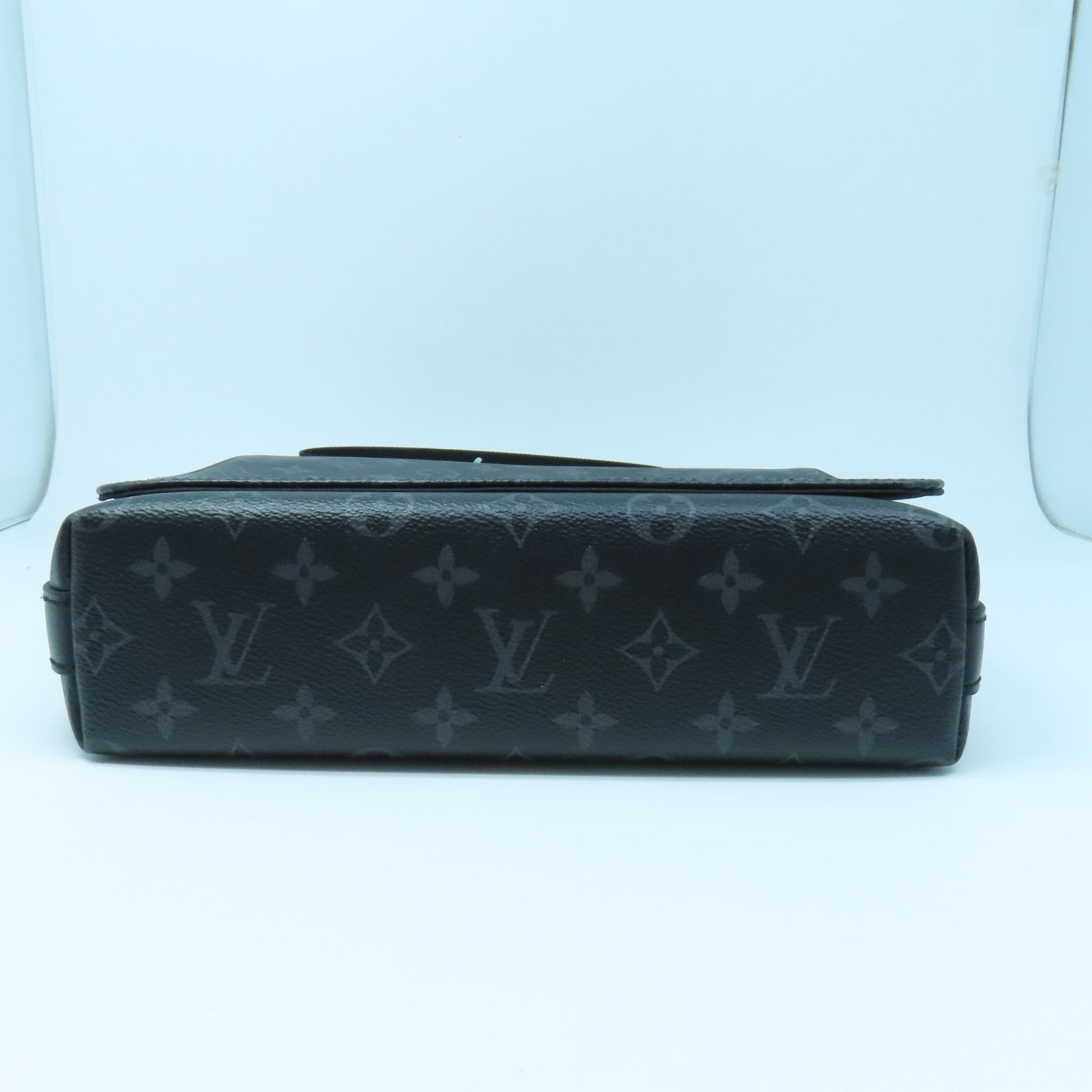 LOUIS VUITTON Monogram Eclipse District PM Silver Buckle Shoulder Bag Black/Gray