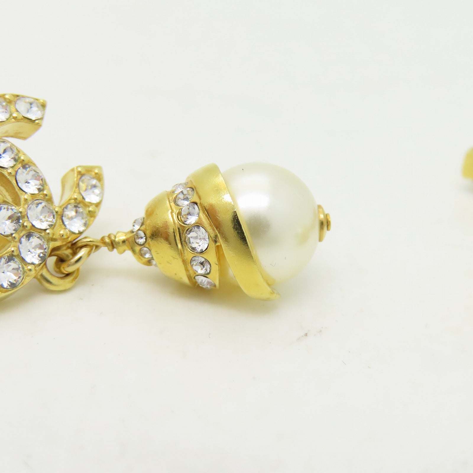 CHANEL 金屬/水晶Earring水晶耳環金色